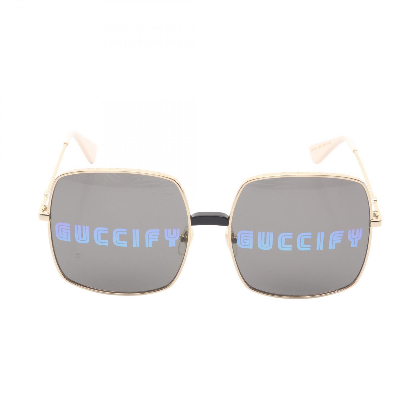 グッチ GUCCI GUCCIFY サングラス 衣料品 GP / プラスチック レディース ゴールド系 / アイボリー系 【中古】