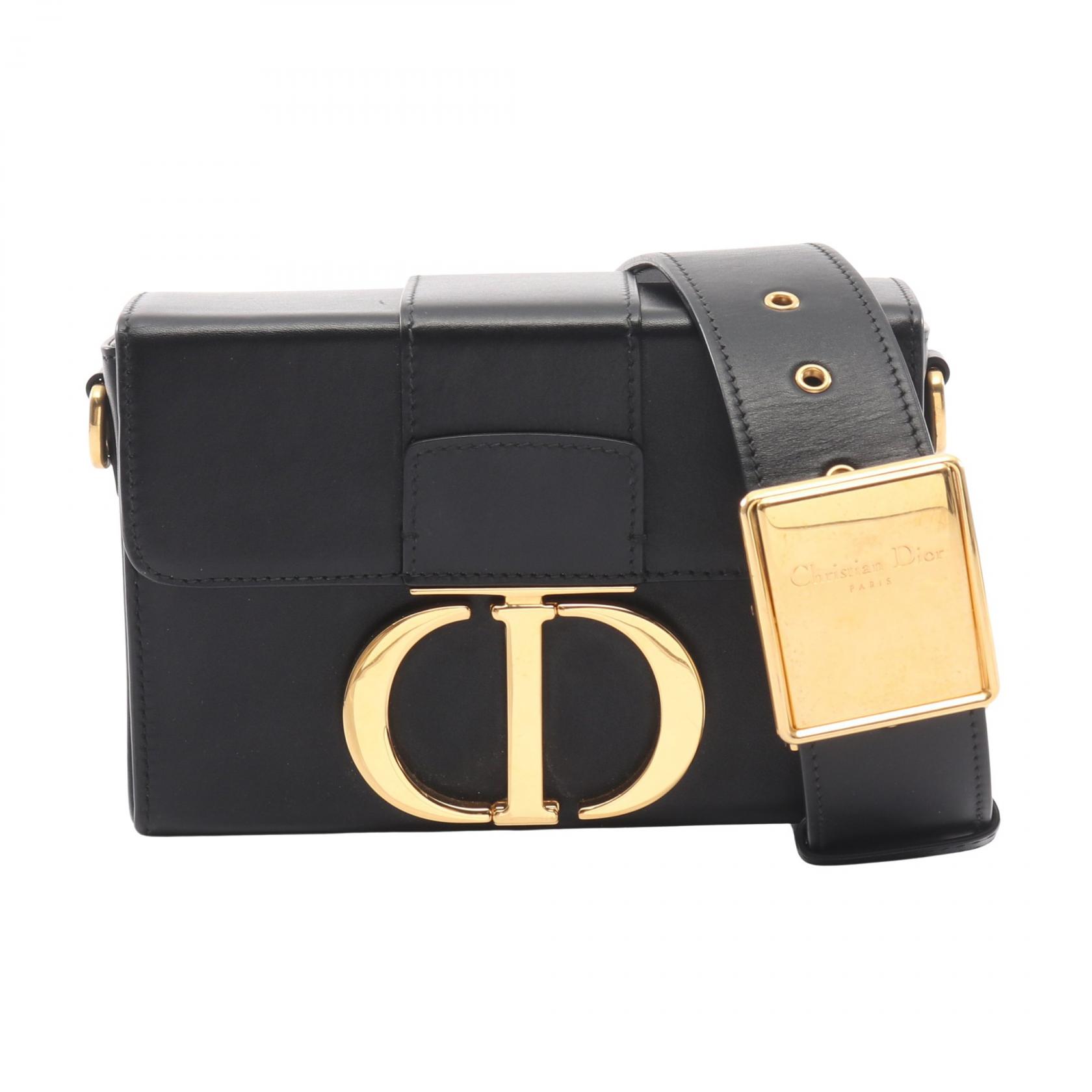 【1万円OFFクーポン対象】ディオール Dior 30 MONTAIGNE モンテーニュ ボックス ショルダーバッグ バッグ レザー レディース ブラック系 【中古】
