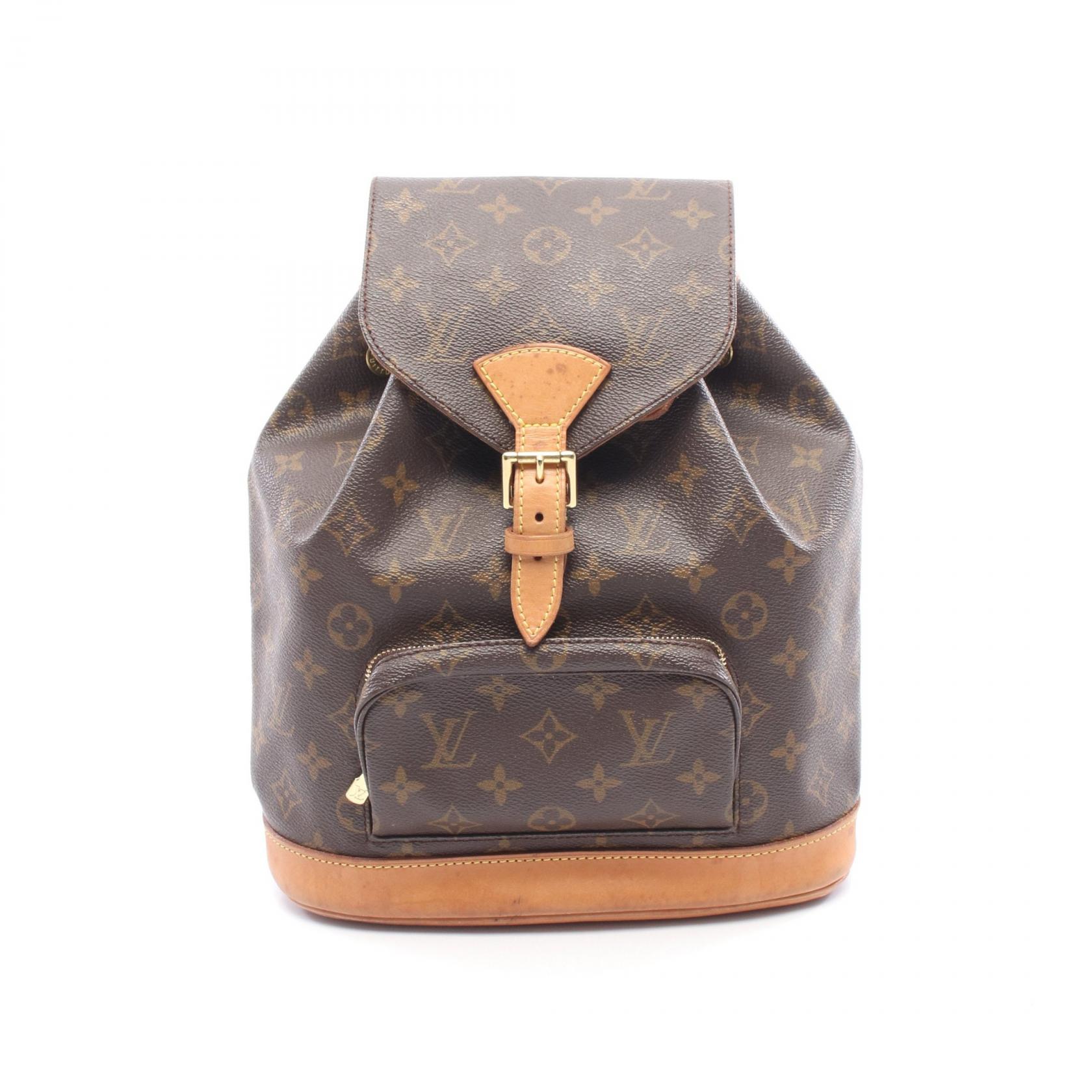 【5千円OFFクーポン対象】ルイ・ヴィトン LOUIS VUITTON モンスリMM リュックサック バックパック バッグ PVCコーティングキャンバス レザー モノグラム レディース ブラウン系 M51136 【中古】