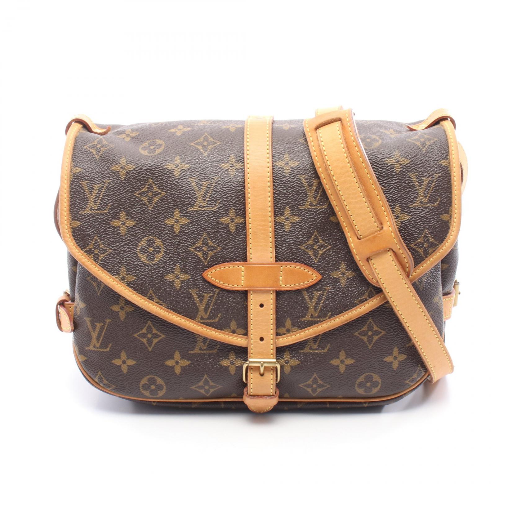 ≪5％OFFクーポン対象＆まとめ買い10%OFF≫ルイ・ヴィトン LOUIS VUITTON ソミュール30 ショルダーバッグ バッグ PVCコーティングキャンバス レザー モノグラム レディース ブラウン系 M42256 【中古】