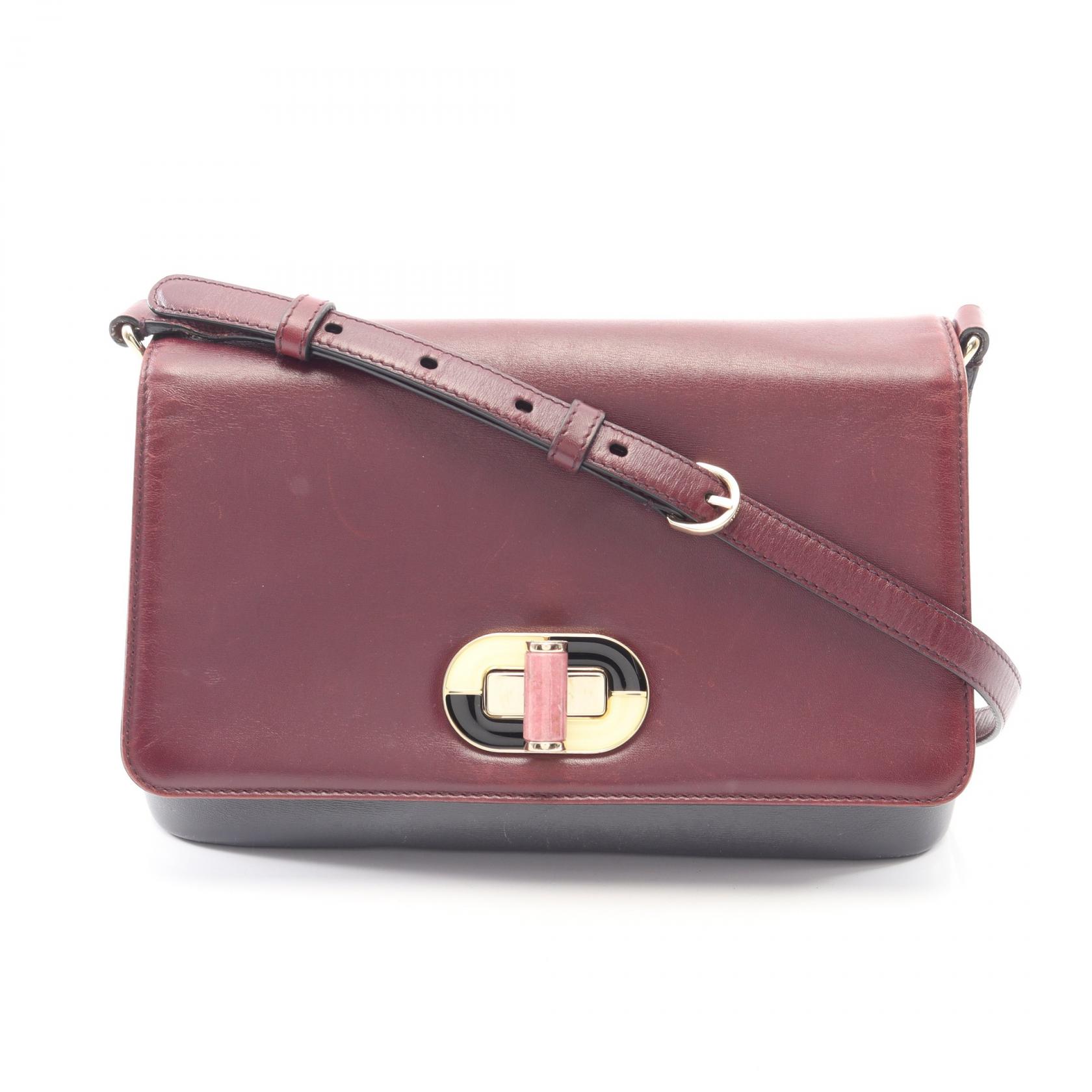 ≪5％OFFクーポン対象＆まとめ買い10%OFF≫ブルガリ BVLGARI ショルダーバッグ バッグ レザー レディース グレー系 / ボルドー系 【中古】