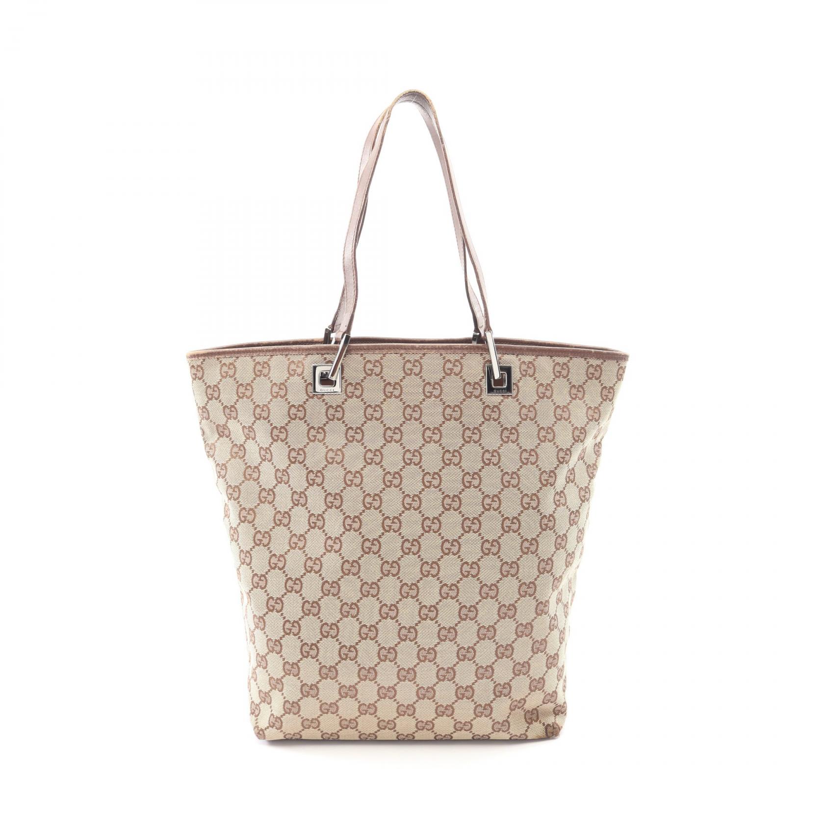 【ポイント5倍｜4/18 0:00～4/20 23:59】グッチ GUCCI GGキャンバス トートバッグ バッグ キャンバス レザー レディース ベージュ系 / ブラウン系 31243 【中古】 22,050円