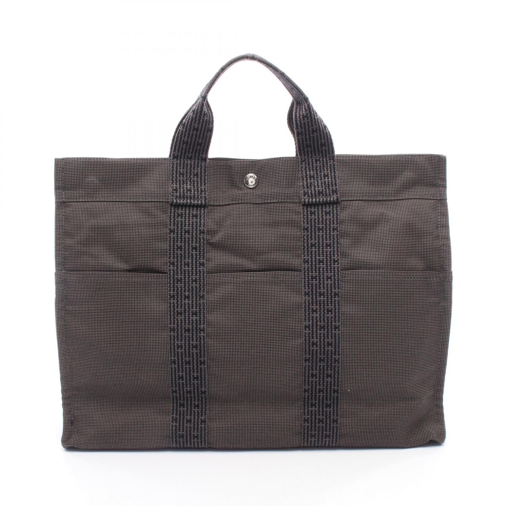 ≪5%OFFクーポン&まとめ買い10% ~7/26 9:59〆≫エルメス HERMES エールラインMM トートバッグ バッグ キャンバス メンズ レディース グレー系 【中古】|BRANDOFF TOKYO