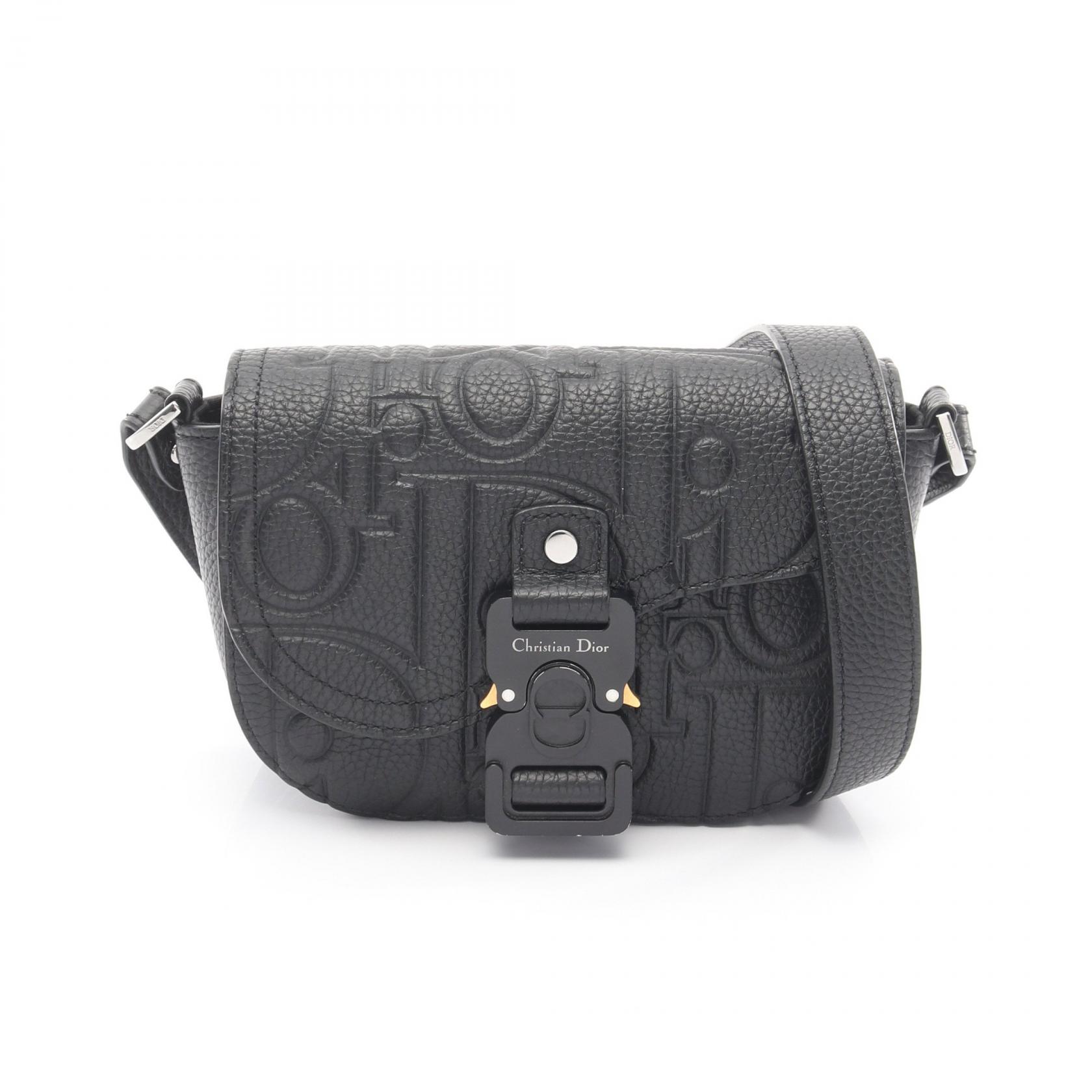 ≪5％OFFクーポン対象＆まとめ買い10%OFF≫クリスチャンディオール Christian Dior SADDLE サドル メッセンジャー ミニ グラビティ ショルダーバッグ バッグ レザー メンズ ブラック系 2ADCA435LLG_H00N 【中古】