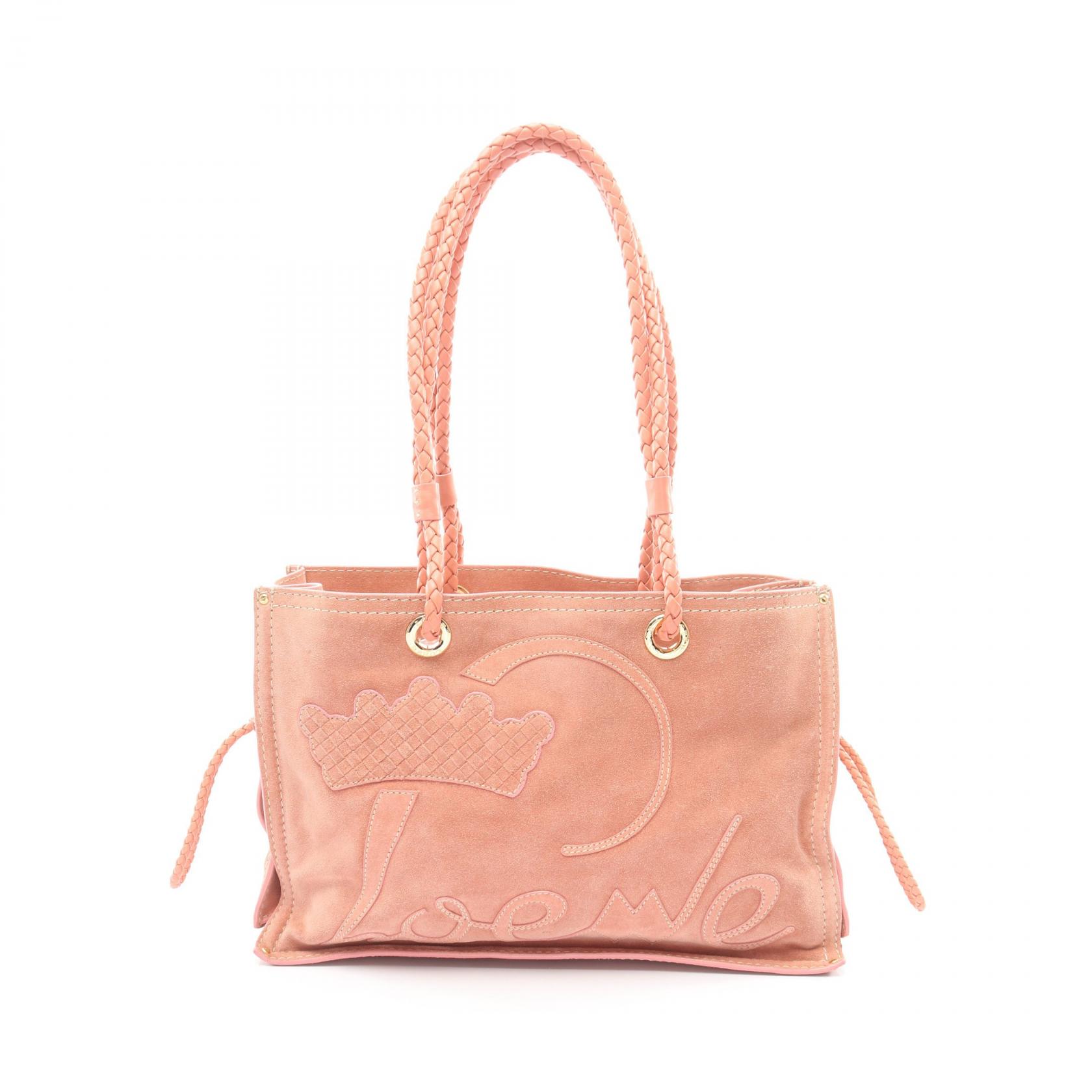 ロエベ LOEWE ショッパートート トートバッグ バッグ スウェード レザー レディース ピンク系 【中古】