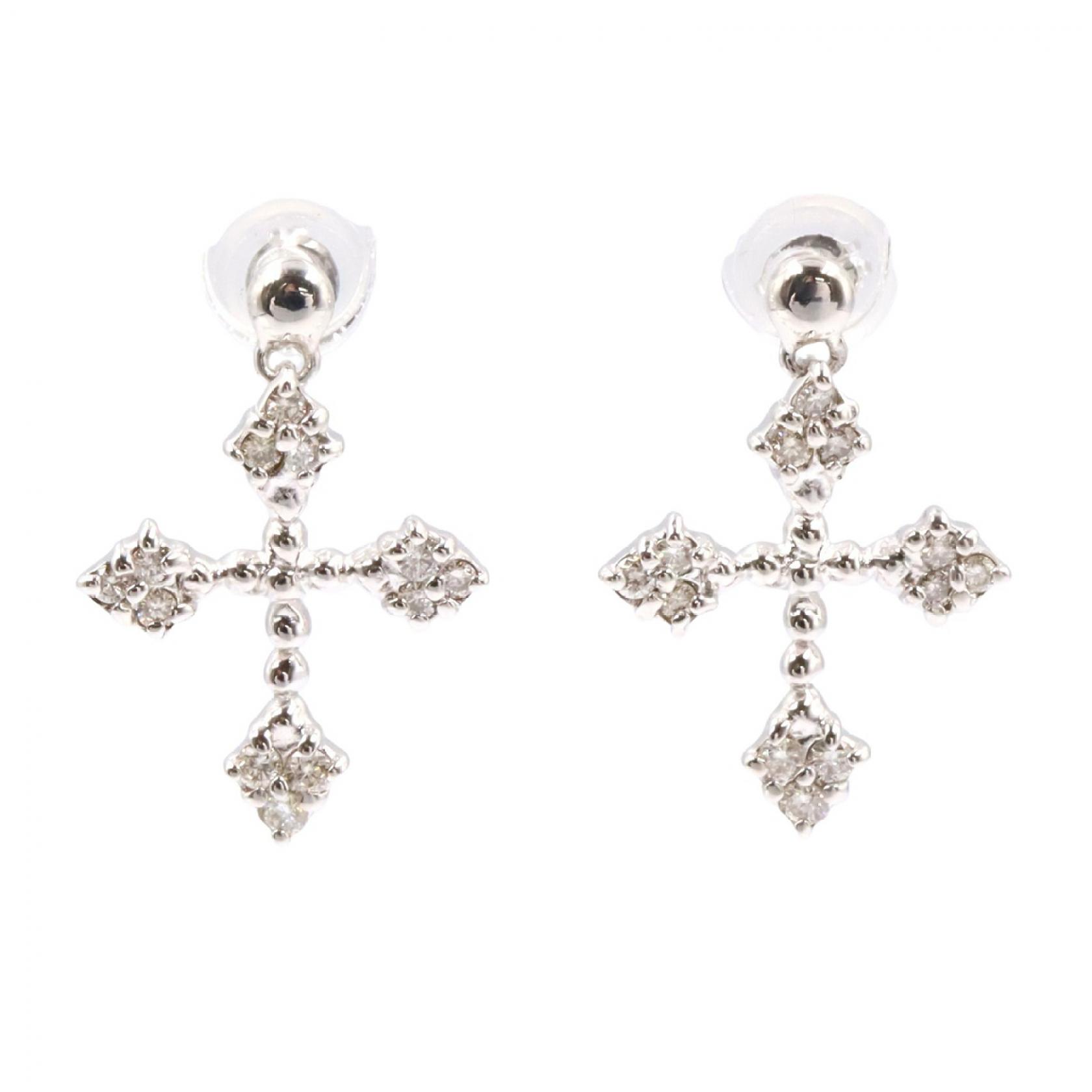 ジュエリー JEWELRY ダイヤモンド ピアス ピアス ジュエリー K18WG（ホワイトゴールド） ダイヤモンド レディース シルバー系 / クリア系 ﾀﾞｲﾔ 2.3g 【中古】