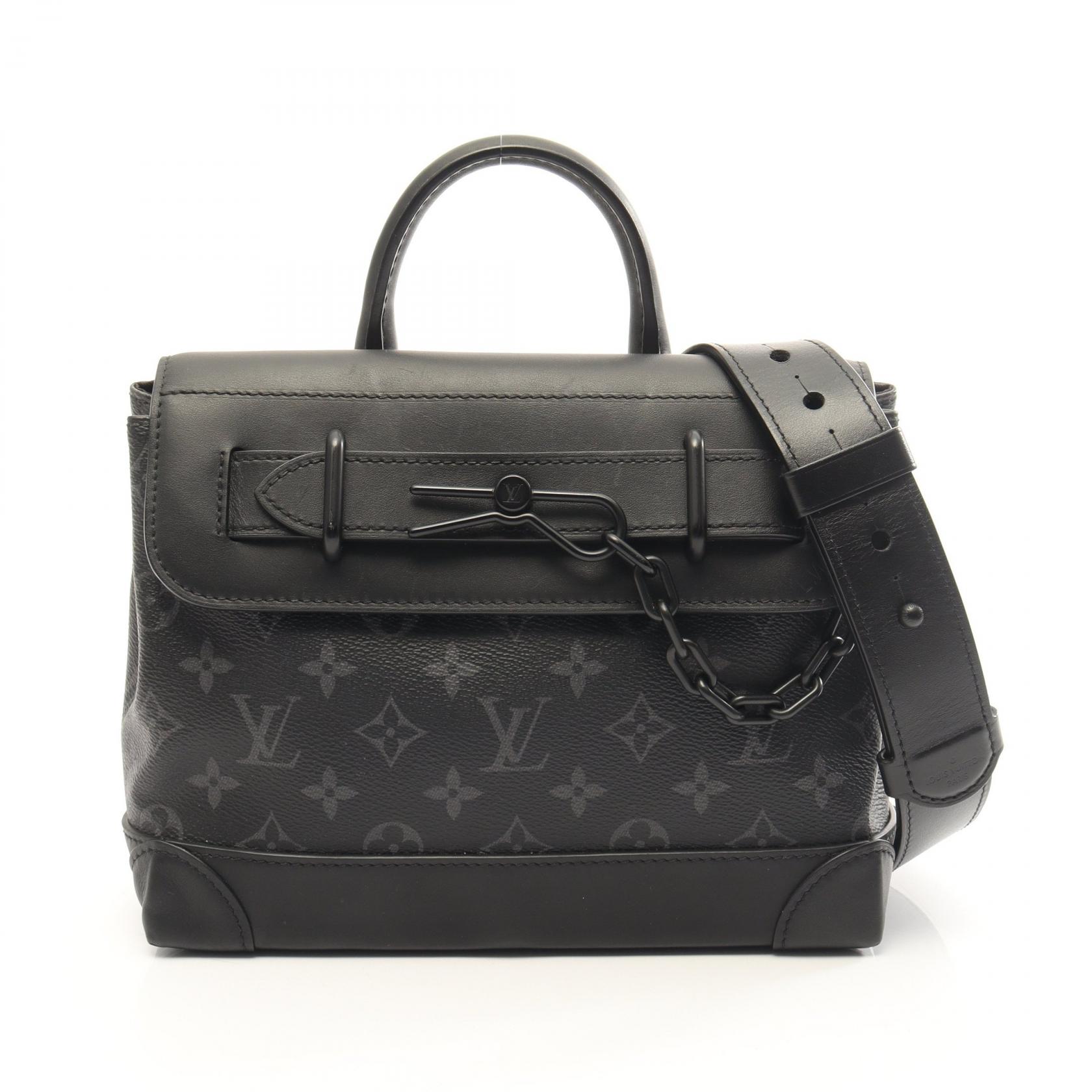【ポイント5倍｜4/18 0:00～4/20 23:59】ルイ・ヴィトン LOUIS VUITTON スティーマーPM 2WAY ハンドバッグ バッグ PVCコーティングキャンバス レザー モノグラム・エクリプス メンズ ブラック系 M46953 【中古】 157,500円
