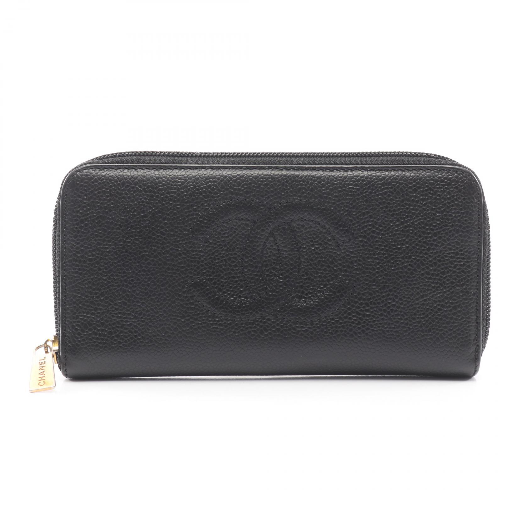 【2千円OFFクーポン対象】シャネル CHANEL ココマーク ラウンド長財布 財布 キャビアスキン(グレインドカーフ) レディース ブラック系 【中古】