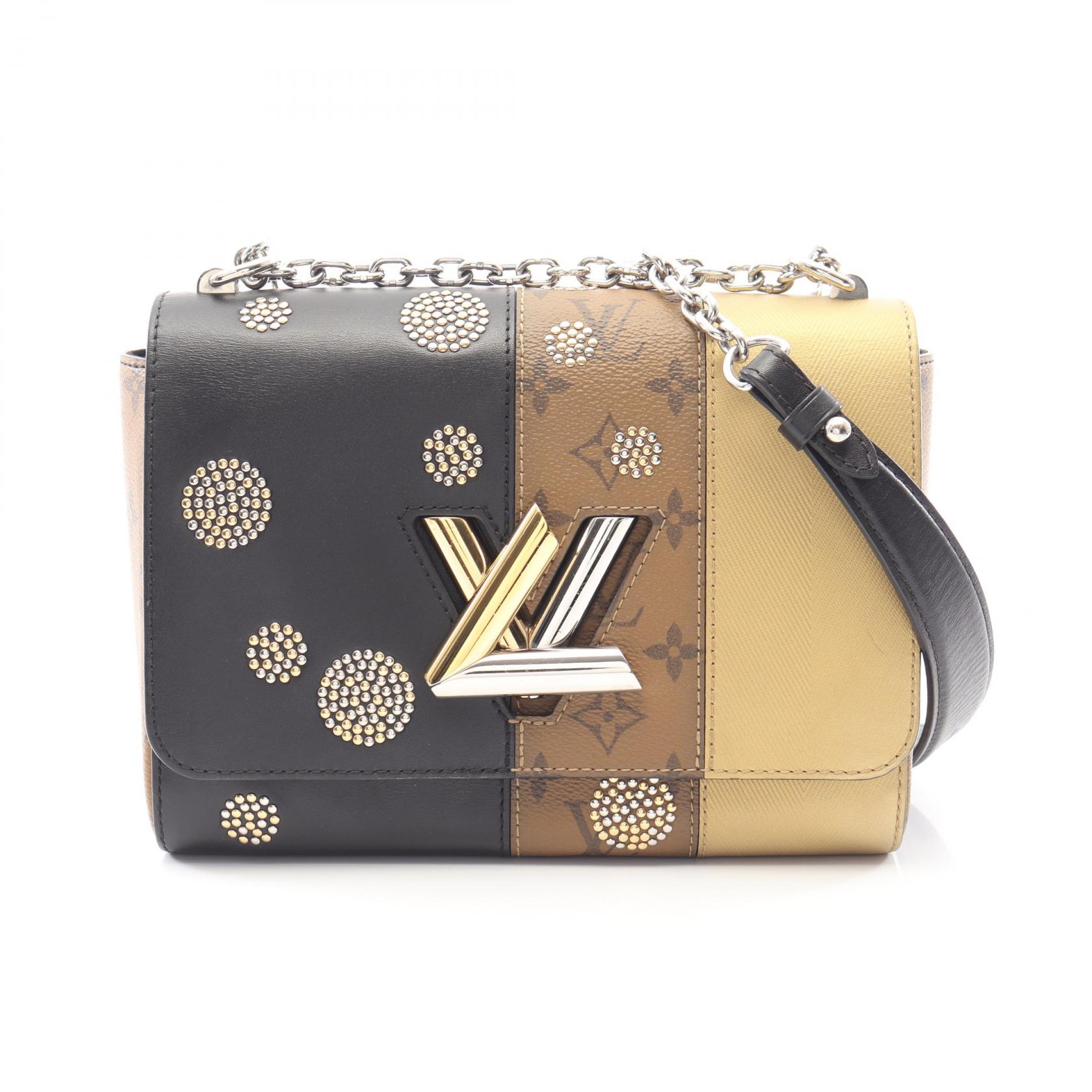 【ポイント5倍｜4/18 0:00～4/20 23:59】ルイ・ヴィトン LOUIS VUITTON ツイストMM スタッズ ショルダーバッグ バッグ PVCコーティングキャンバス レザー モノグラム・リバース レディース ブラウン系 / ブラック系 / ゴールド系 M54600 【中古】
