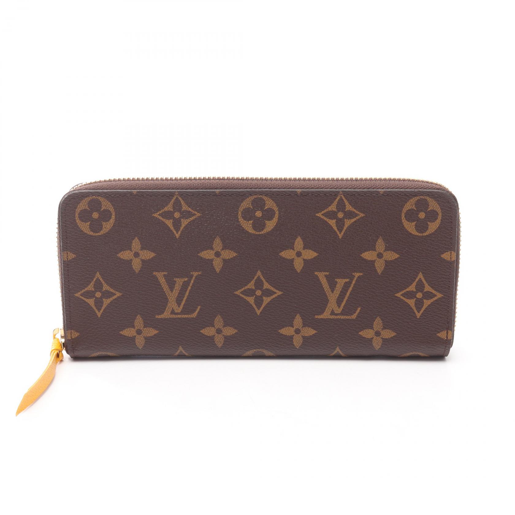 【ポイント5倍｜4/18 0:00～4/20 23:59】ルイ・ヴィトン LOUIS VUITTON ポルトフォイユ クレマンス ミモザ ラウンド長財布 財布 PVCコーティングキャンバス モノグラム レディース ブラウン系 / イエロー系 M60744 【中古】