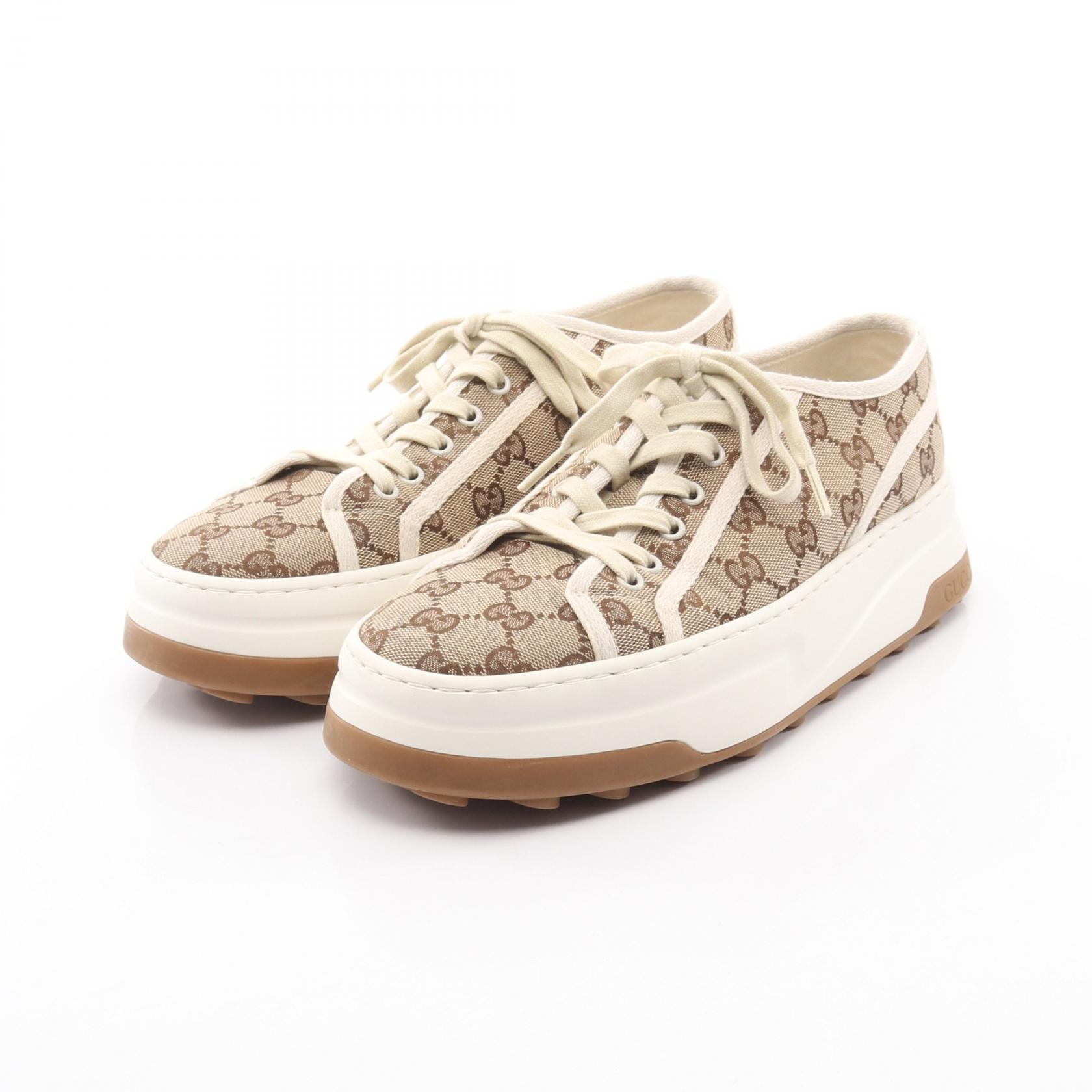 【2千円OFFクーポン対象】グッチ GUCCI グッチ テニス 1977 GGキャンバス スニーカー 靴 キャンバス メンズ ベージュ系 / ホワイト系 【中古】