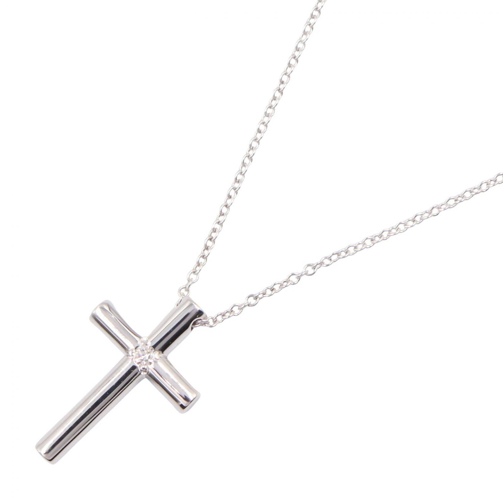 ≪5%OFFクーポン&まとめ買い10% ~7/26 9:59〆≫ティファニー TIFFANY&CO クロス 1PD ネックレス ネックレス ジュエリー K18WG(ホワイトゴールド) ダイヤモンド レディース シルバー系 / クリア系 【中古】|BRANDOFF TOKYO