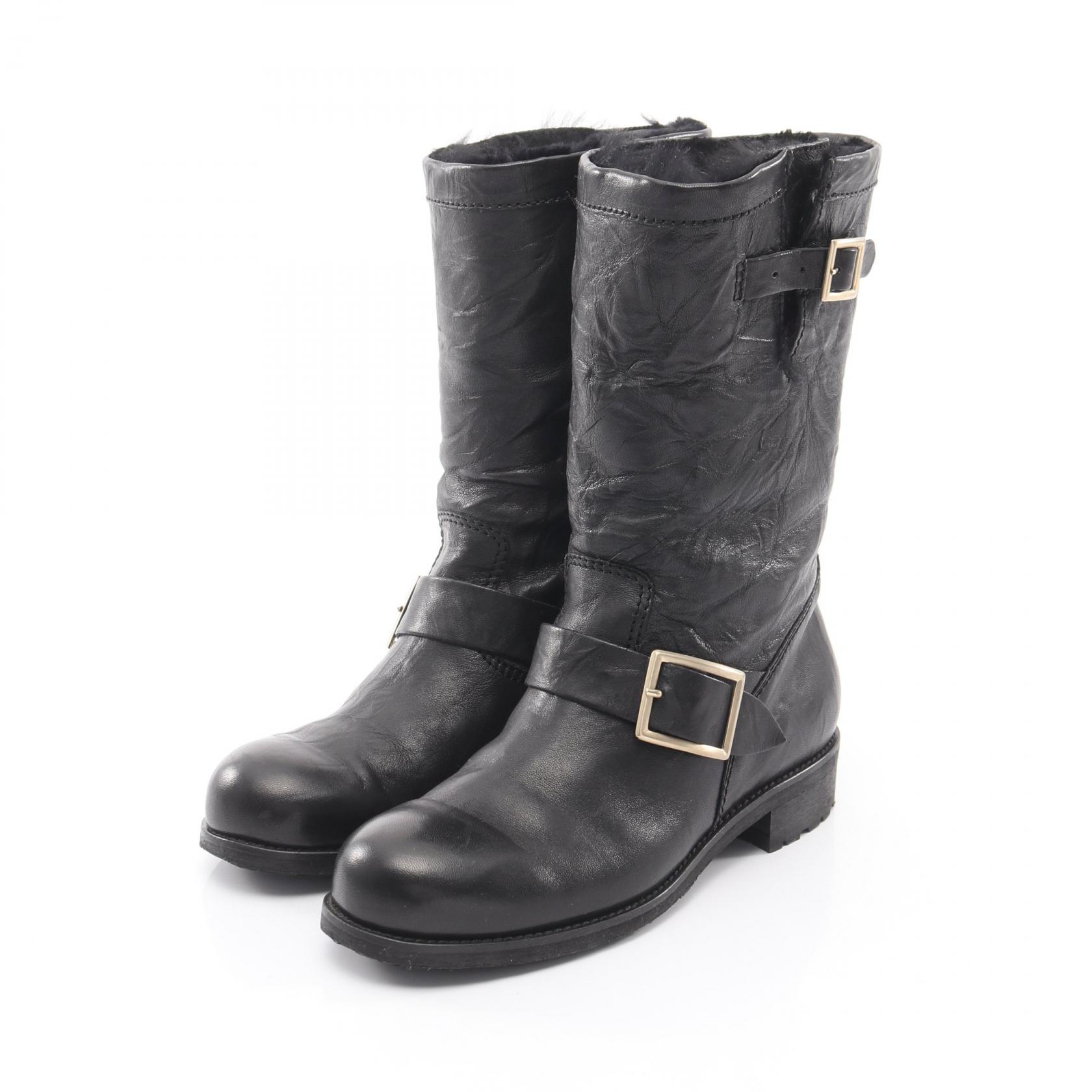 ジミーチュウ JIMMY CHOO BIKER バイカーブーツ ブーツ 靴 ムートン レディース ブラック系 【中古】