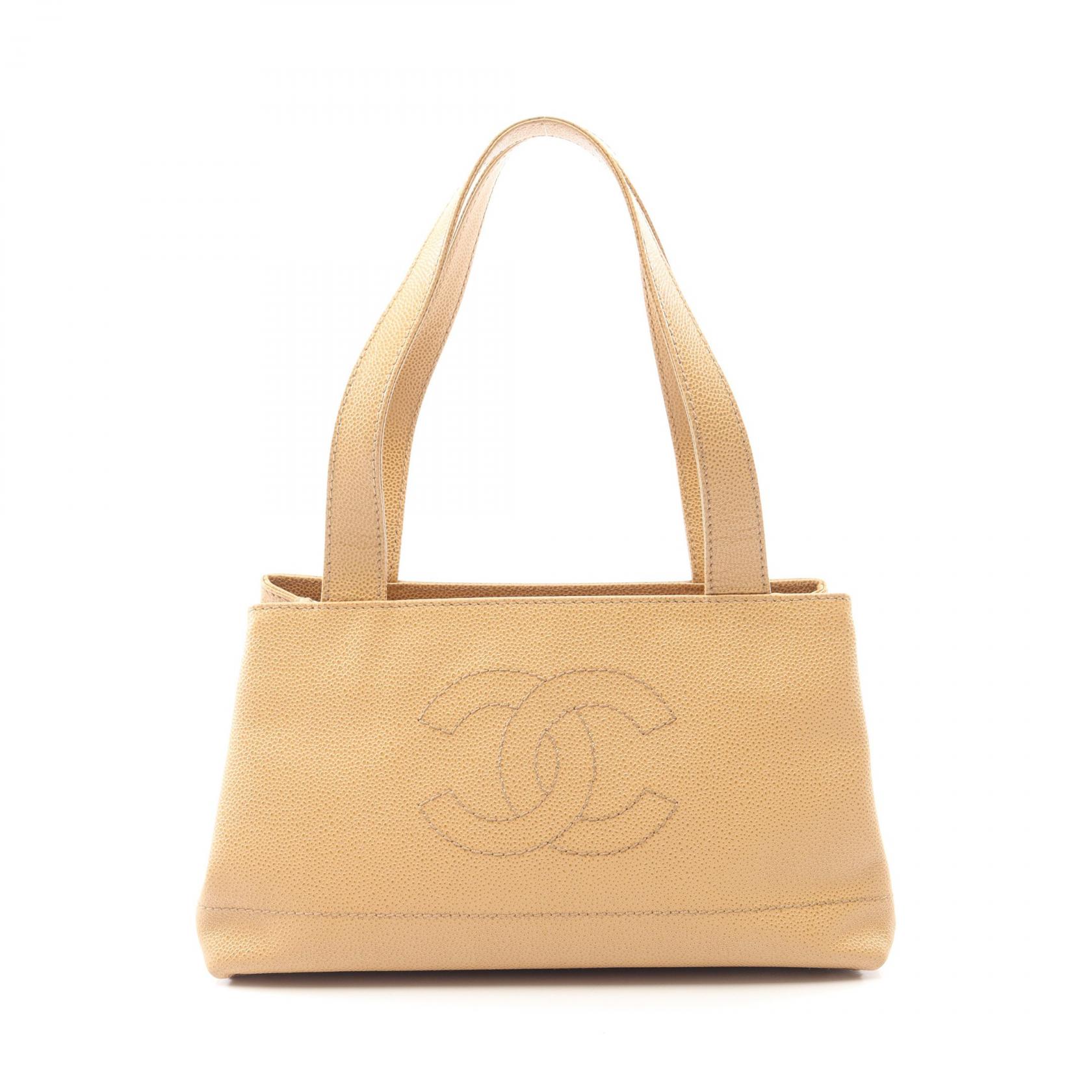 ≪5%OFFクーポン&まとめ買い10% ~7/26 9:59〆≫シャネル CHANEL ココマーク トートバッグ バッグ キャビアスキン(グレインドカーフ) レディース ベージュ系 【中古】|BRANDOFF TOKYO
