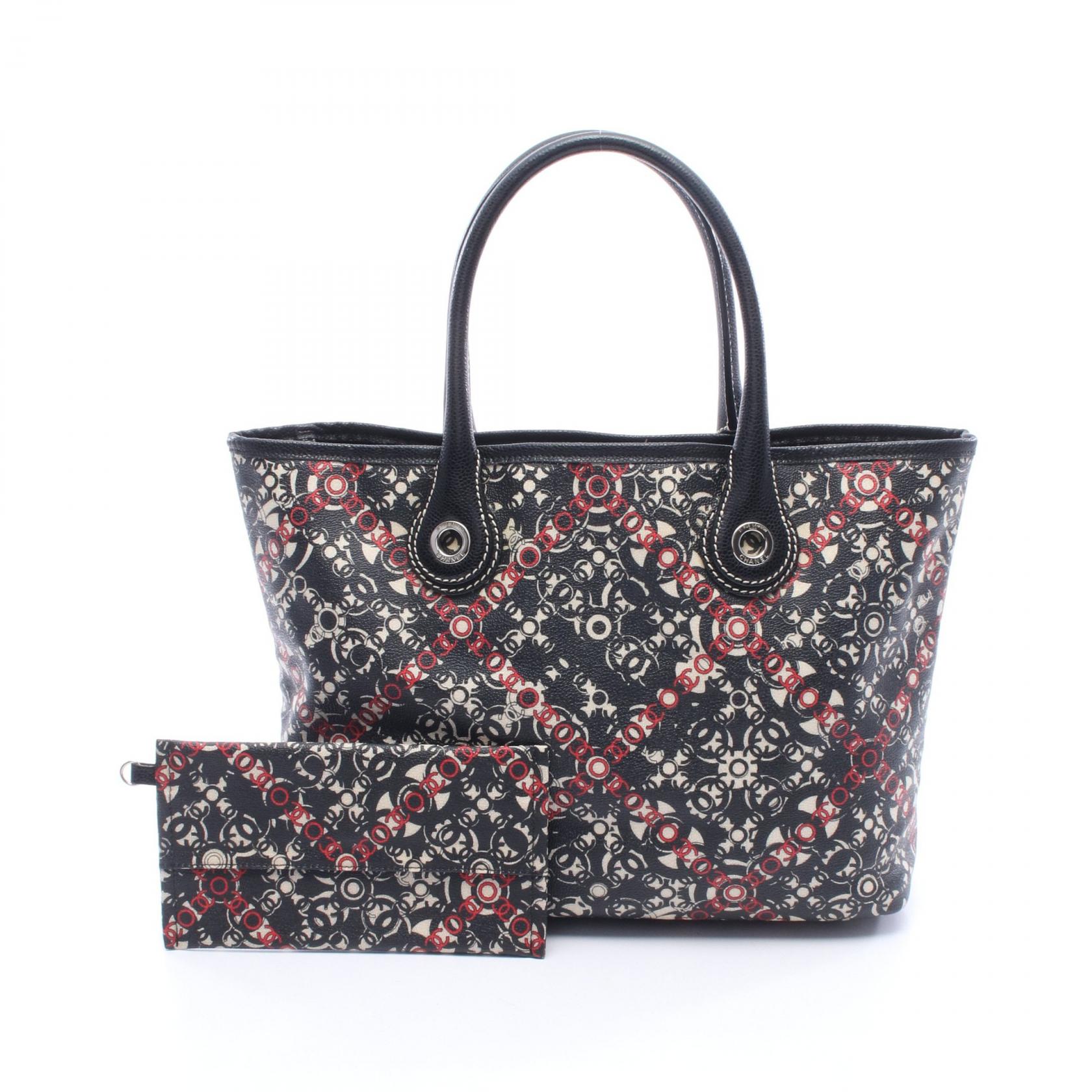 ≪5%OFFクーポン＆まとめ買い10% ～7/26 9:59〆≫シャネル CHANEL ココトラベル トートバッグ バッグ PVCコーティングキャンバス レザー レディース ブラック系 / マルチカラー 【中古】｜BRANDOFF TOKYO