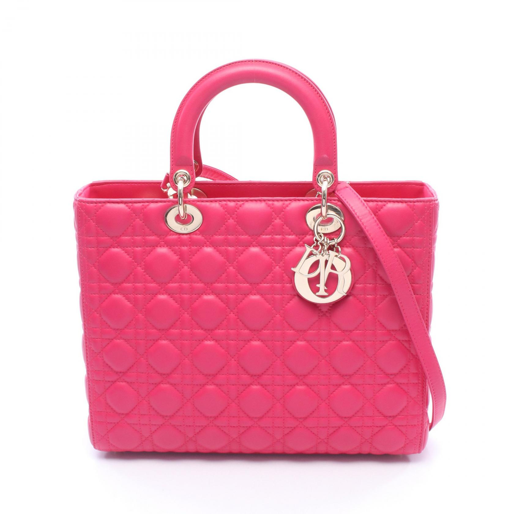 【ポイント5倍｜4/18 0:00～4/20 23:59】ディオール Dior レディディオール ラージ 2WAY ハンドバッグ バッグ レザー レディース ピンク系 【中古】