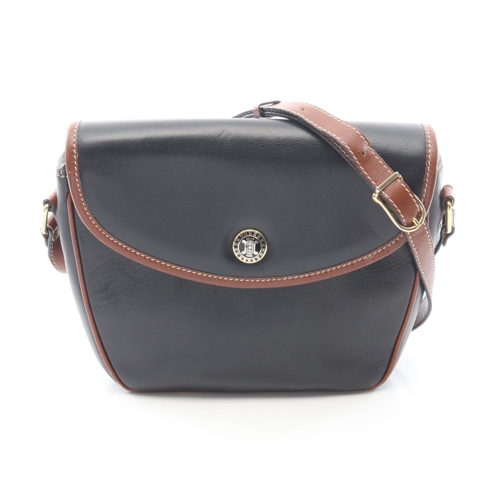 ≪5%OFFクーポン&まとめ買い10% ~7/26 9:59〆≫セリーヌ CELINE ショルダーバッグ バッグ レザー レディース ブラック系 / ブラウン系 【中古】|BRANDOFF TOKYO
