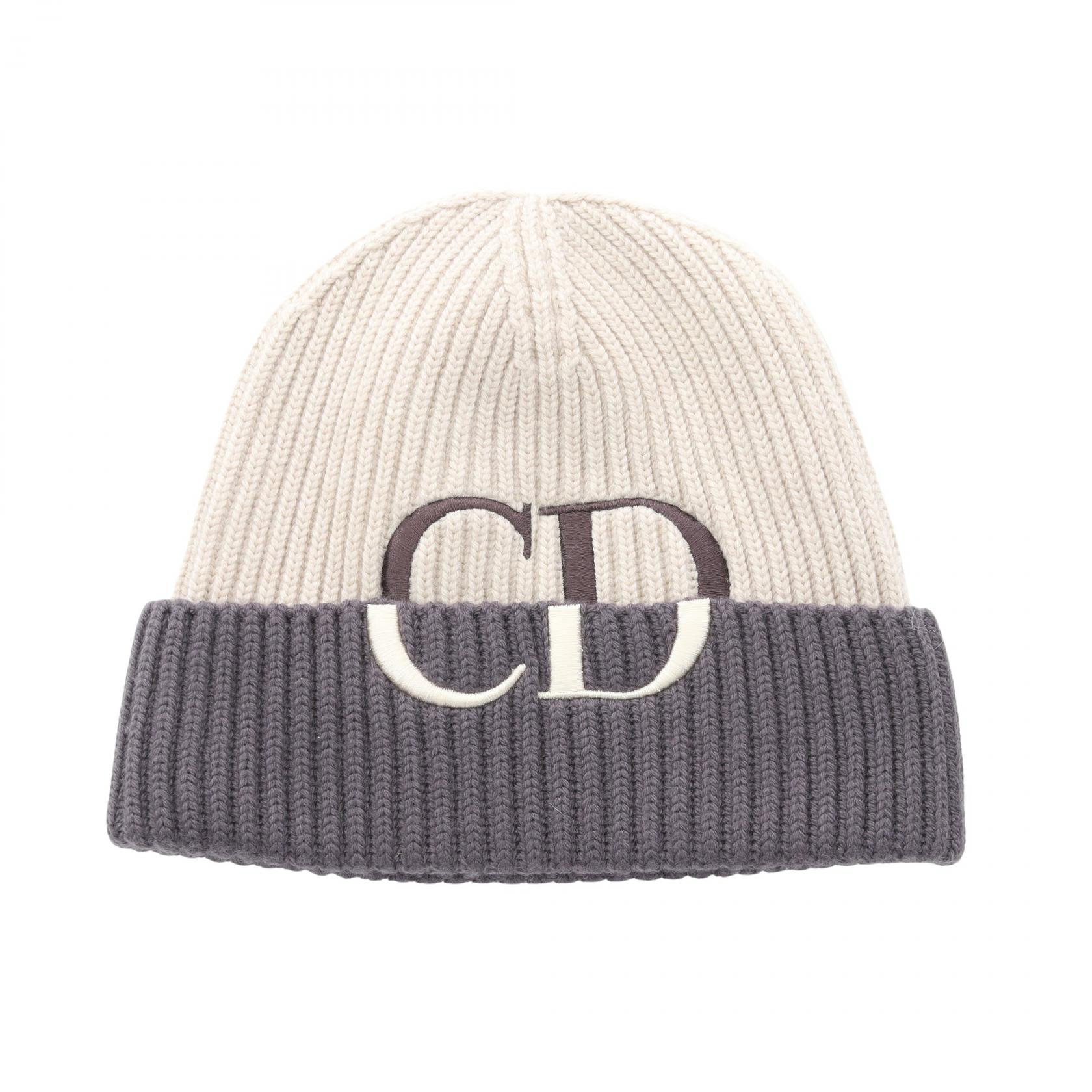≪5%OFFクーポン&まとめ買い10% ~7/26 9:59〆≫ディオール Dior CDロゴ 刺繍 ニット帽 ニットキャップ 帽子 ウール レディース ベージュ系 / パープル系 【中古】|BRANDOFF TOKYO