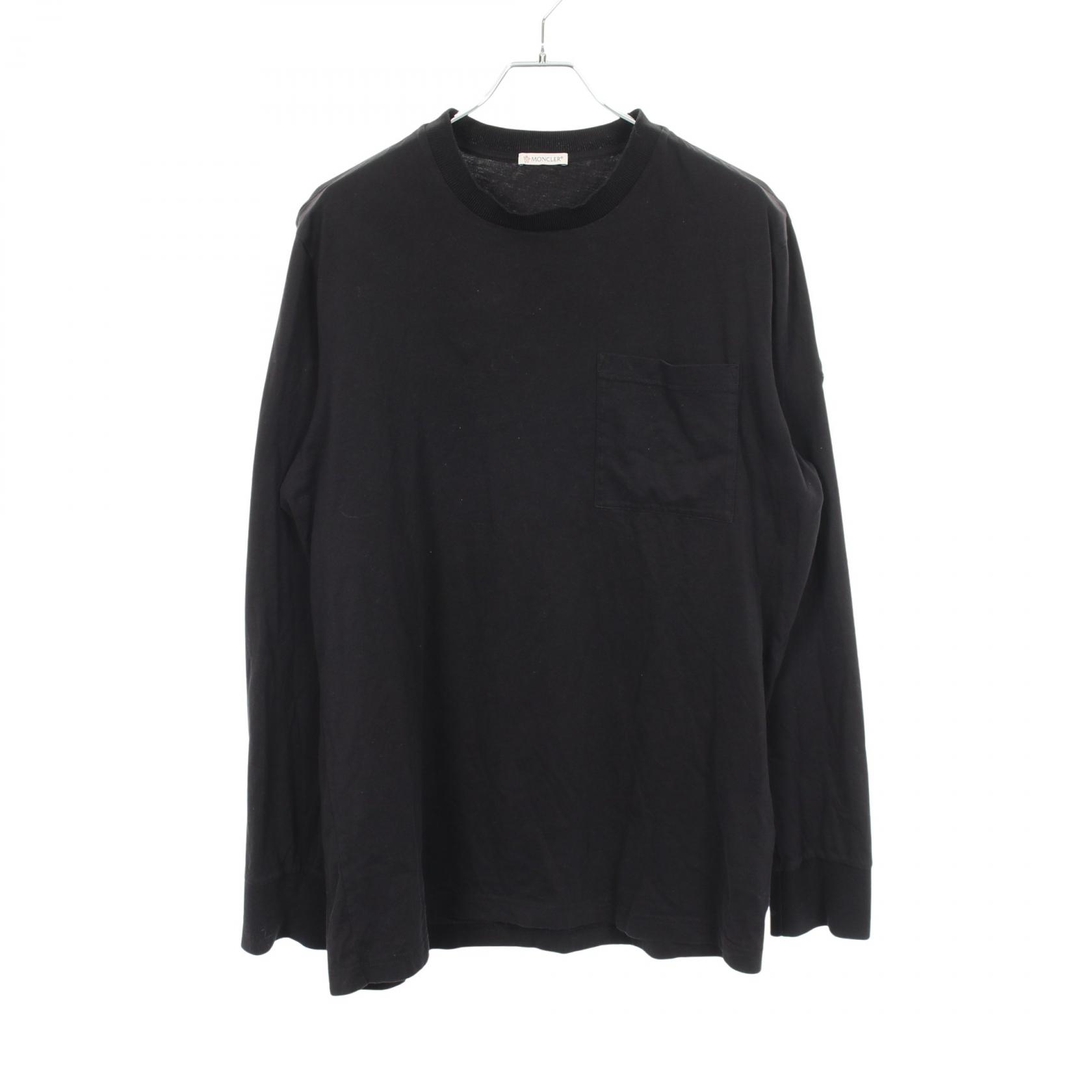 ≪5%OFFクーポン&まとめ買い10% ~7/26 9:59〆≫モンクレール MONCLER クルーネック 長袖Tシャツ 衣料品 トップス コットン メンズ ブラック系 8D00006 【中古】|BRANDOFF TOKYO