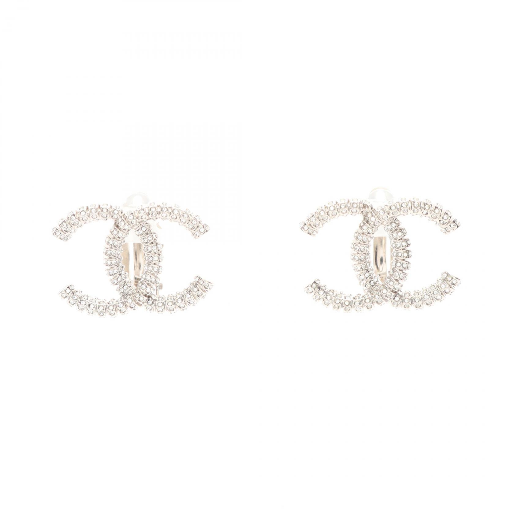 ≪5%OFFクーポン&まとめ買い10% ~7/26 9:59〆≫シャネル CHANEL ココマーク A23P イヤリング ジュエリー ステンレススチール ラインストーン レディース シルバー系 / クリア系 【中古】|BRANDOFF TOKYO