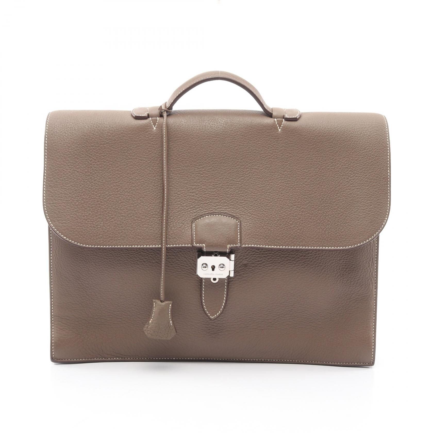 エルメス HERMES サックアデペッシュ38 マチ2 ビジネスバッグ バッグ レザー トリヨンクレマンス トリヨンクレマンス メンズ グレー系 【中古】 199,500円