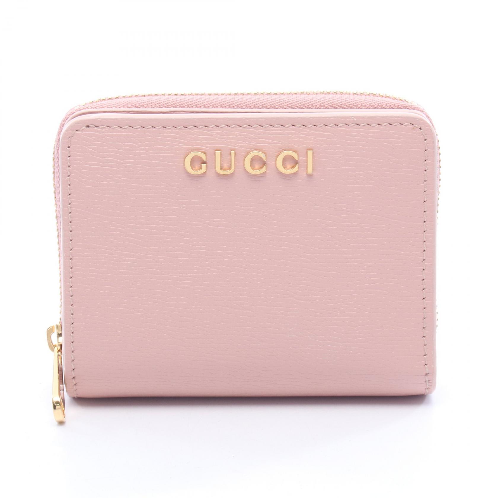 グッチ GUCCI GUCCI スクリプト ミニ ウォレット 二つ折り財布 財布 レザー レディース ピンク系 772639 【中古】