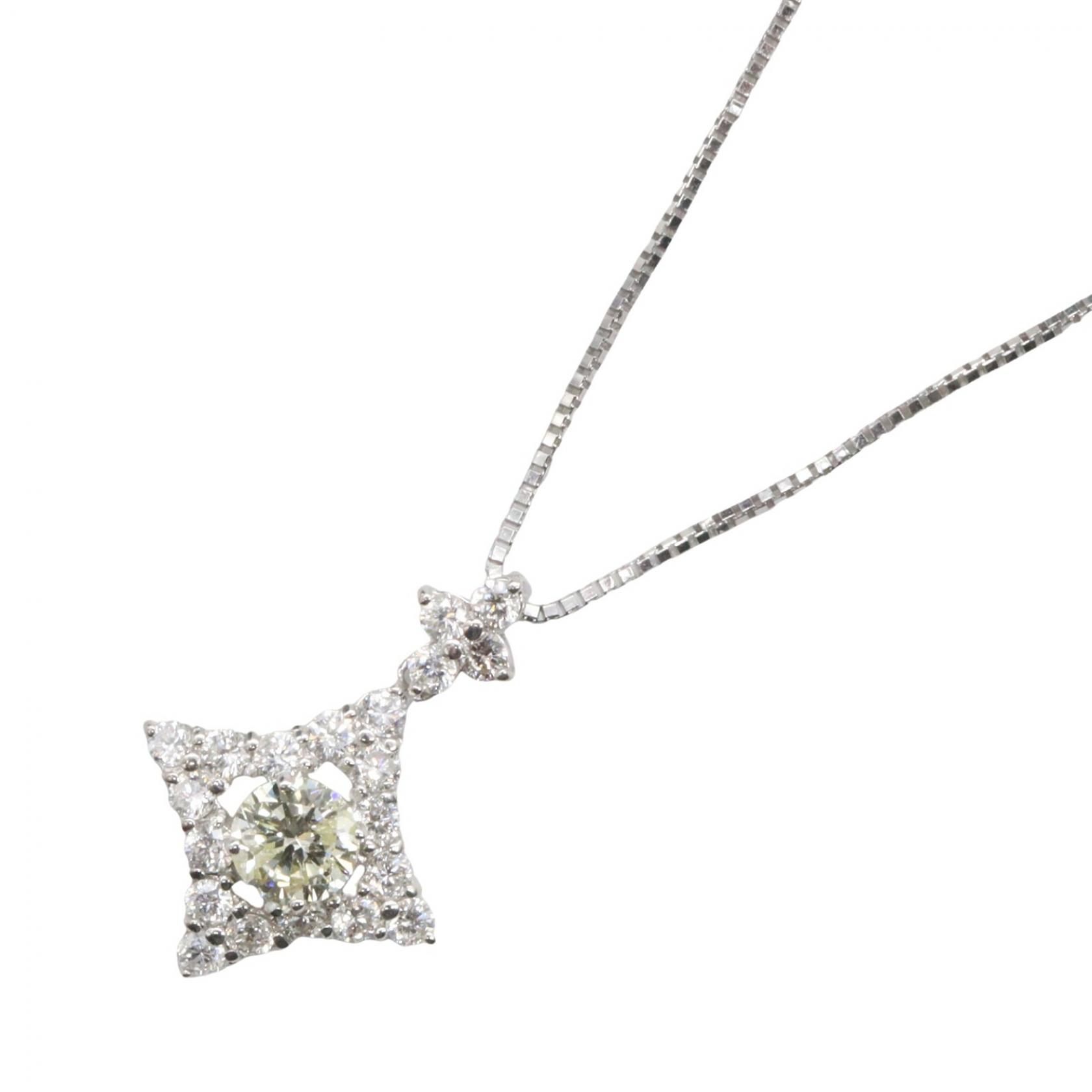 ≪5%OFFクーポン＆まとめ買い10% ～7/26 9:59〆≫ジュエリー JEWELRY ダイヤモンド ネックレス ネックレス ジュエリー K18WG（ホワイトゴールド） ダイヤモンド レディース シルバー系 / クリア系 / イエロー系 ﾀﾞｲﾔ 2.9g 【中古】｜BRANDOFF TOKYO