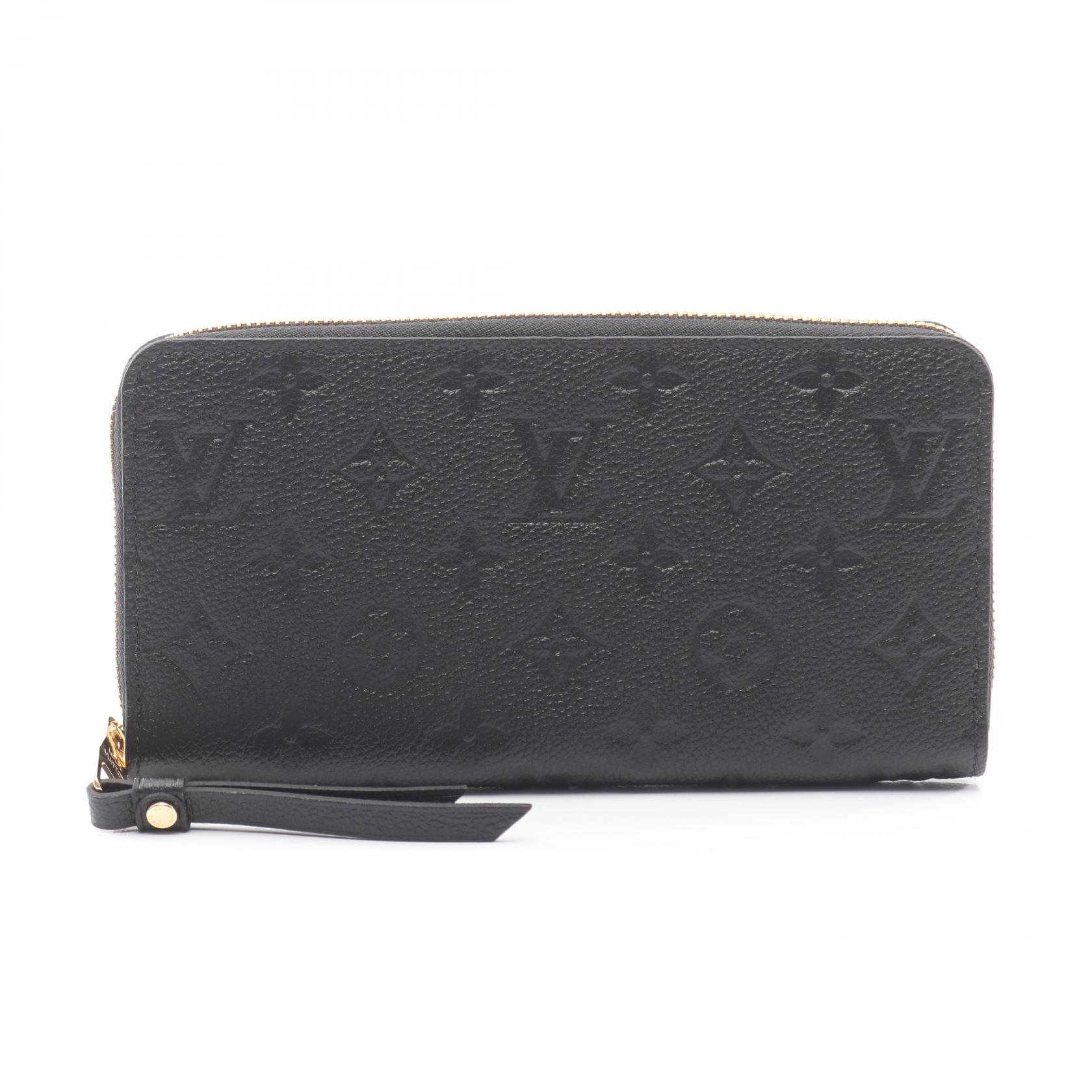 【ポイント5倍｜4/18 0:00～4/20 23:59】ルイ・ヴィトン LOUIS VUITTON ジッピーウォレット ラウンド長財布 財布 レザー モノグラム・アンプラント レディース ブラック系 M61864 【中古】