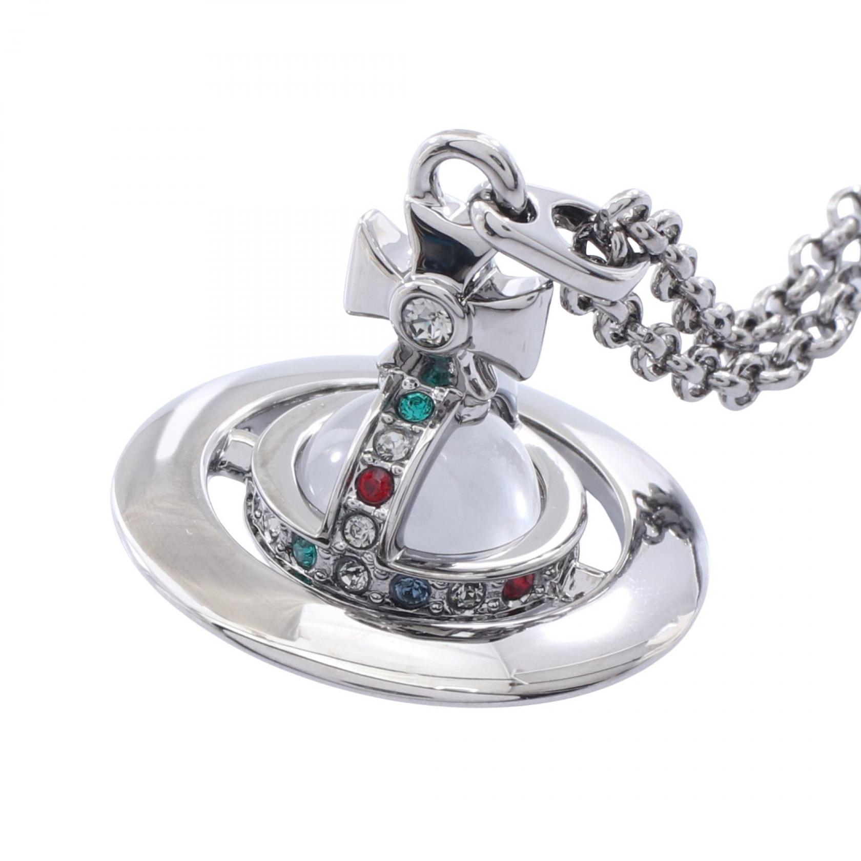 ヴィヴィアンウエストウッド Vivienne Westwood NEW TINY ORB RUTH ネックレス ジュエリー ステンレススチール ラインストーン レディース シルバー系 / マルチカラー 63020097/S001 【新品】