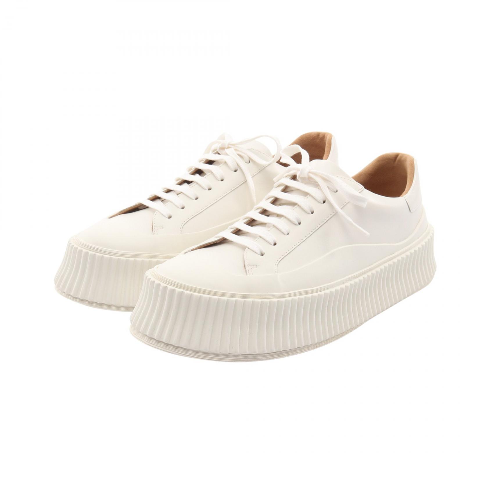 【ポイント5倍｜4/18 0:00～4/20 23:59】ジルサンダー JIL SANDER プラットフォーム スニーカー 靴 レザー メンズ ホワイト系 【中古】