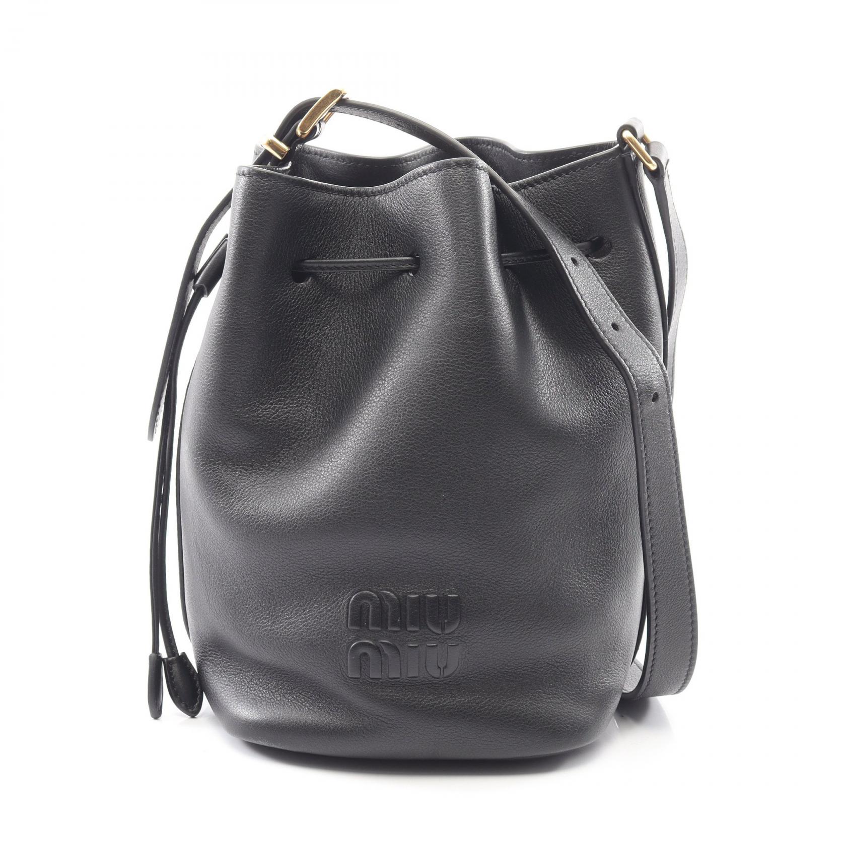 【ポイント5倍｜4/18 0:00～4/20 23:59】ミュウ ミュウ Miu Miu バケットバッグ ショルダーバッグ バッグ レザー レディース ブラック系 5BE090 【中古】