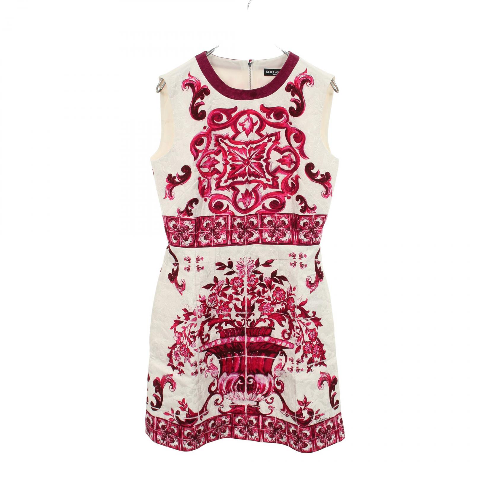 ドルチェアンドガッバーナ DOLCE & GABBANA MAJOLICA ワンピース 衣料品 トップス コットン レディース ホワイト系 / ピンク系 【中古】