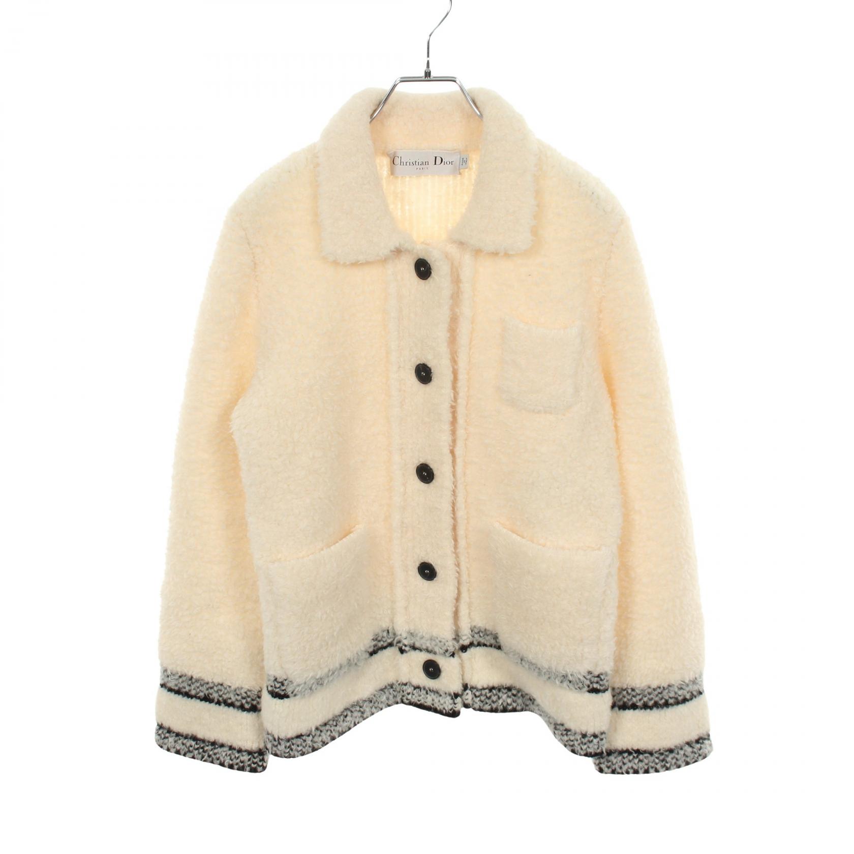 ≪5%OFFクーポン＆まとめ買い10% ～7/26 9:59〆≫クリスチャンディオール Christian Dior Caro ニット 衣料品 アウター ウール レディース アイボリー系 / ブラック系 214V44AM114 【中古】｜BRANDOFF TOKYO