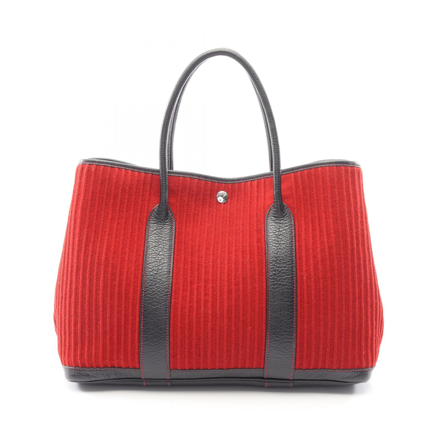 ≪5%OFFクーポン＆まとめ買い10% ～7/26 9:59〆≫エルメス HERMES ガーデンパーティPM トートバッグ バッグ レザー フェルト フェルト レディース レッド系 / ブラック系 【中古】｜BRANDOFF TOKYO