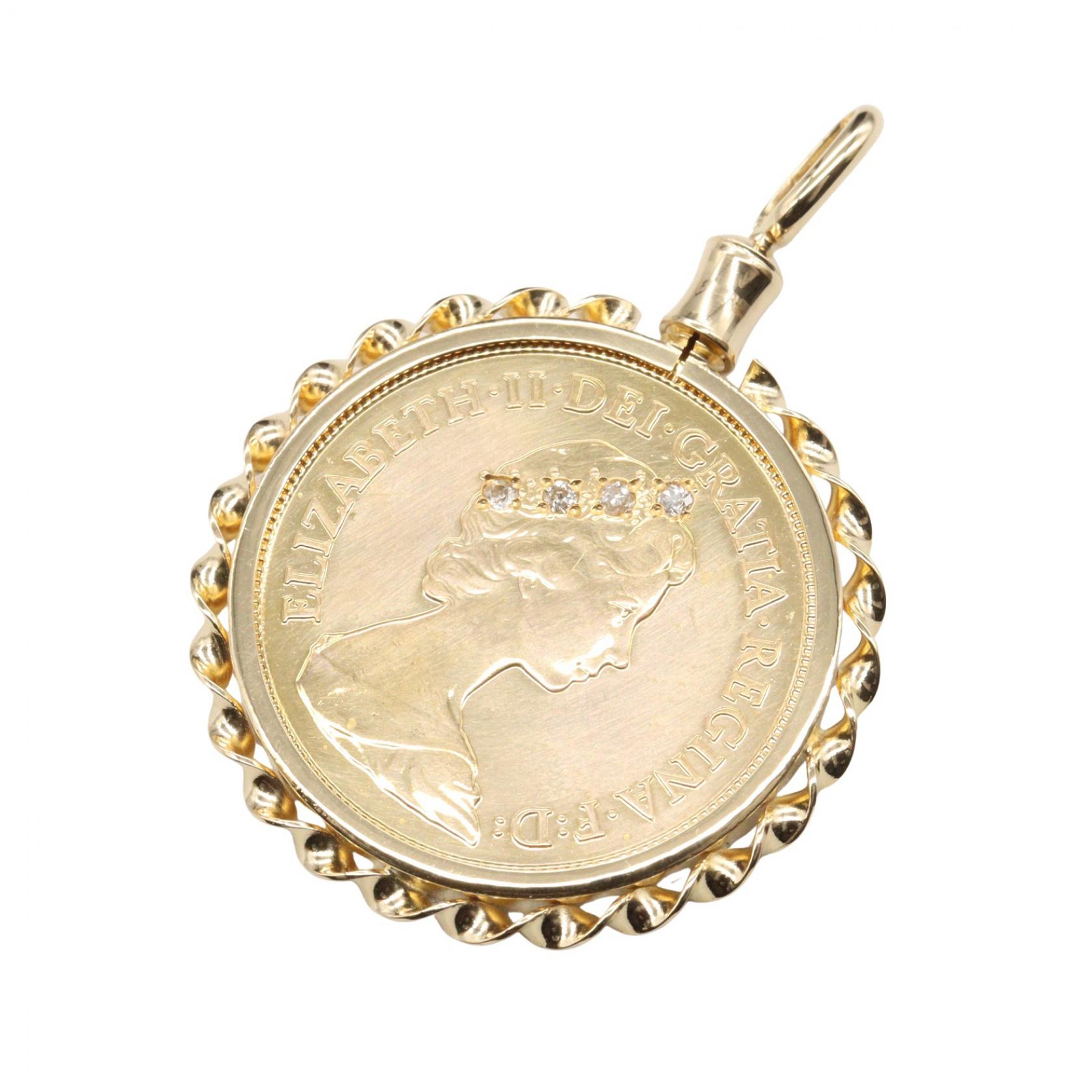 ≪5%OFFクーポン&まとめ買い10% ~7/26 9:59〆≫ジュエリー JEWELRY コイントップ ペンダントトップ ジュエリー K18(イエローゴールド) ダイヤモンド K22 メンズ レディース ゴールド系 / クリア系 ダイヤ 5.4g 【中古】|BRANDOFF TOKYO