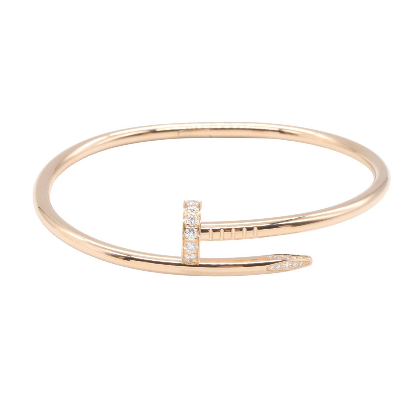 カルティエ CARTIER ジュストアンクル ダイヤ バングル ブレスレット アクセサリー K18PG（ピンクゴールド） ダイヤモンド レディース ゴールド系 【中古】