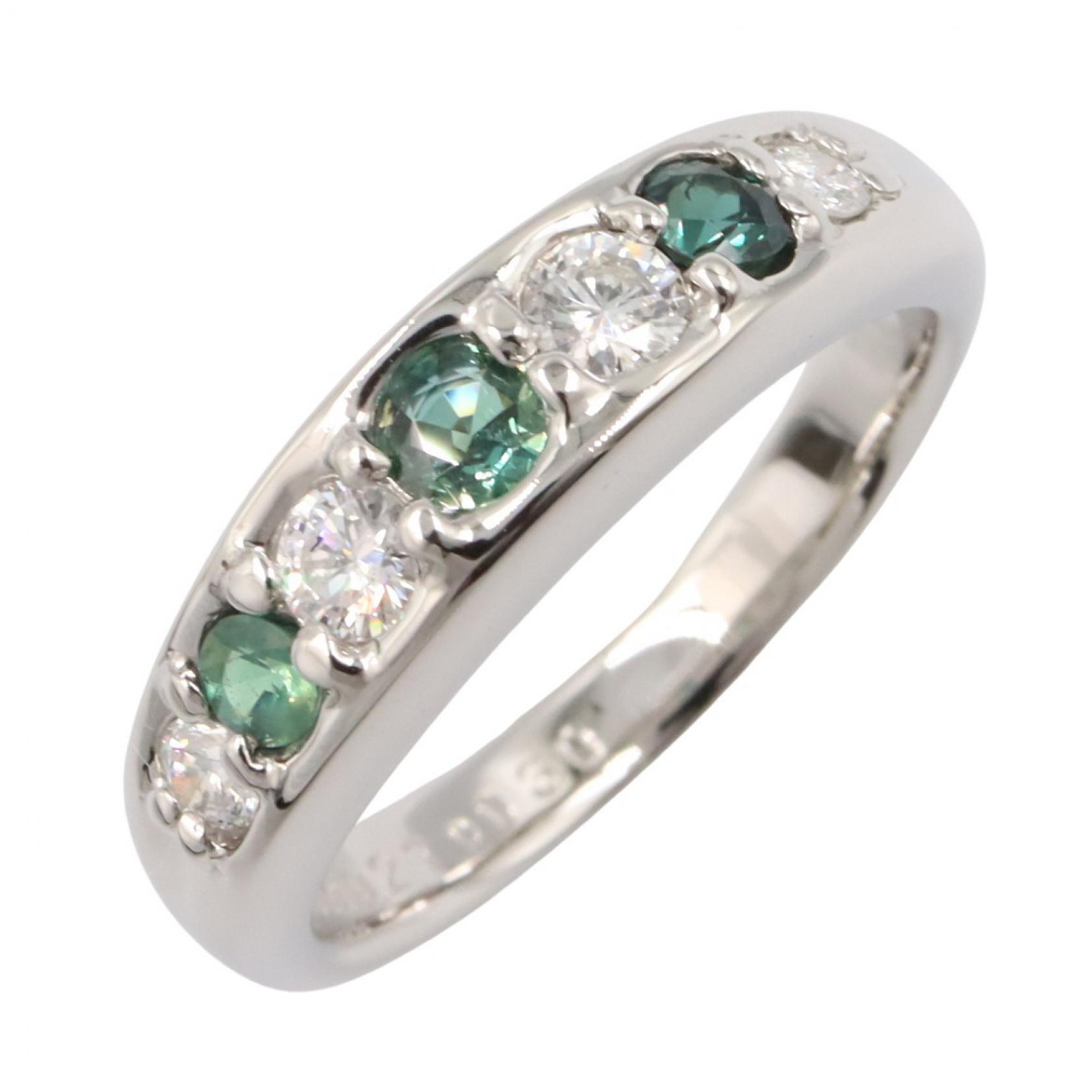 ≪5%OFFクーポン＆まとめ買い10% ～7/26 9:59〆≫ジュエリー JEWELRY アレキサンドライト ダイヤモンド リング リング・指輪 ジュエリー Pt900プラチナ ダイヤモンド アレキサンドライト レディース シルバー系 / グリーン系 / クリア系 ｱﾚｷｻﾝﾄﾞﾗｲﾄ 6.4g 【中古】｜BRANDOFF TOKYO