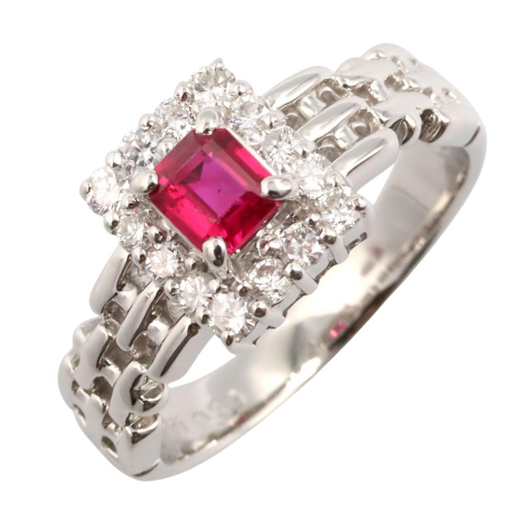 ジュエリー JEWELRY ルビー ダイヤモンド リング リング・指輪 ジュエリー Pt900プラチナ ダイヤモンド ルビー レディース シルバー系 / レッド系 / クリア系 ﾙﾋﾞｰ 6.7g 【中古】｜BRANDOFF TOKYO