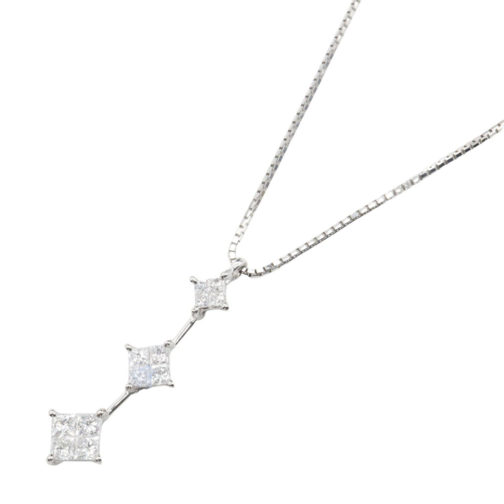 ≪5%OFFクーポン＆まとめ買い10% ～7/26 9:59〆≫ジュエリー JEWELRY ダイヤモンド ネックレス ネックレス ジュエリー Pt900プラチナ Pt850プラチナ ダイヤモンド レディース シルバー系 / クリア系 ﾀﾞｲﾔ 5.4g 【中古】｜BRANDOFF TOKYO