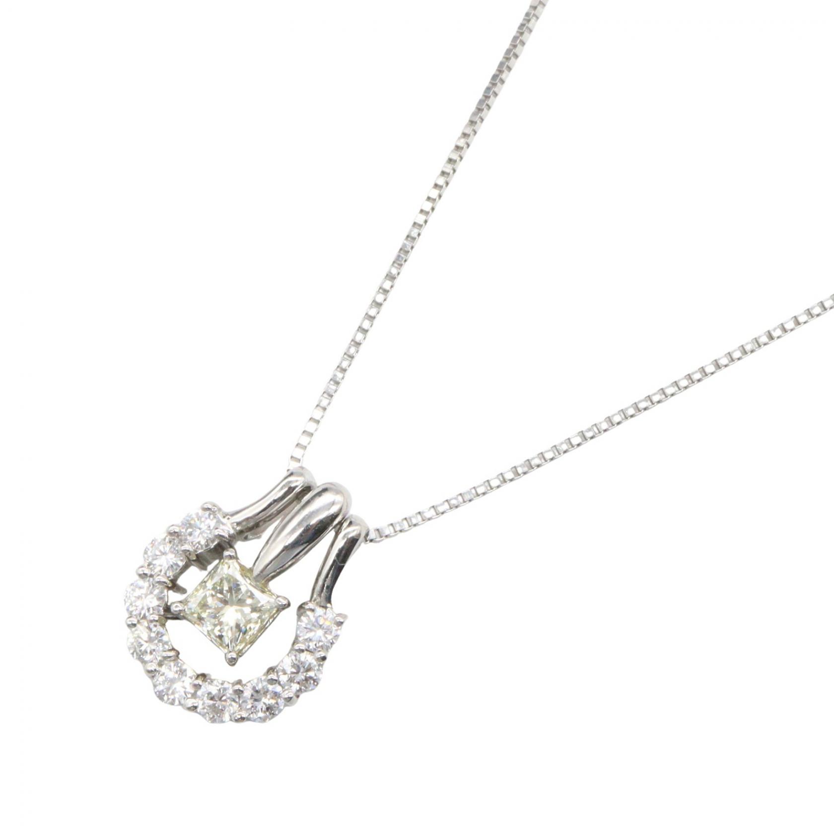 ≪5%OFFクーポン＆まとめ買い10% ～7/26 9:59〆≫ジュエリー JEWELRY ダイヤモンド ネックレス ネックレス ジュエリー Pt900プラチナ Pt850プラチナ ダイヤモンド レディース シルバー系 / クリア系 / イエロー系 ﾀﾞｲﾔ 6.9g 【中古】｜BRANDOFF TOKYO