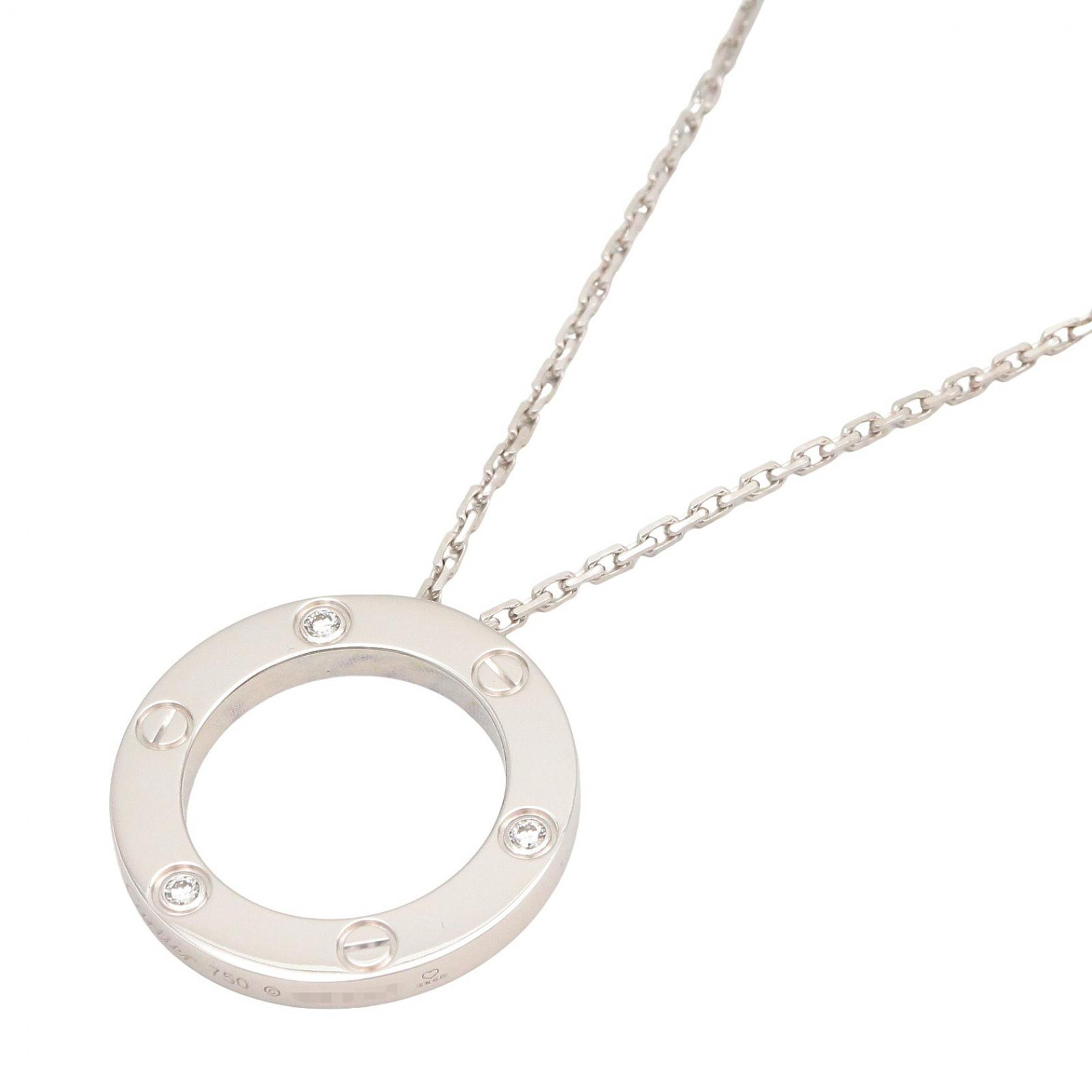 ≪5%OFFクーポン＆まとめ買い10% ～7/26 9:59〆≫カルティエ CARTIER ラブサークル 3PD ネックレス ネックレス ジュエリー K18WG（ホワイトゴールド） ダイヤモンド レディース クリア系 / シルバー系 【中古】｜BRANDOFF TOKYO