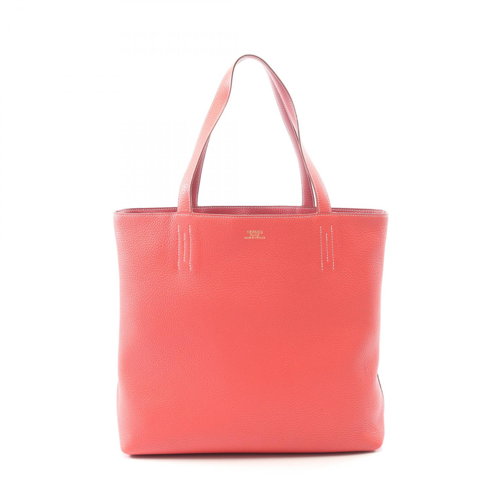 ≪5%OFFクーポン＆まとめ買い10% ～7/26 9:59〆≫エルメス HERMES ドゥブルセンス45 リバーシブル トートバッグ バッグ レザー トリヨンクレマンス トリヨンクレマンス レディース ピンク系 / ボルドー系 / ルビー 【中古】｜BRANDOFF TOKYO 126,000円