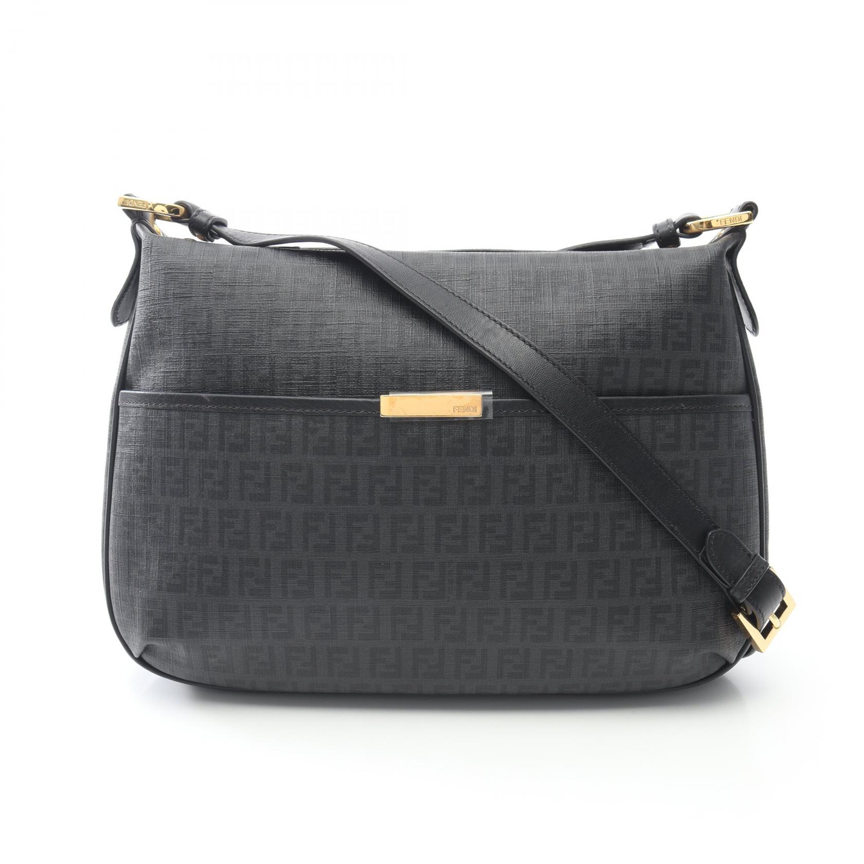 ≪5%OFFクーポン&まとめ買い10% ~7/26 9:59〆≫フェンディ FENDI ズッキーノ ショルダーバッグ バッグ PVCコーティングキャンバス レザー レディース ブラック系 8BT206 【中古】|BRANDOFF TOKYO