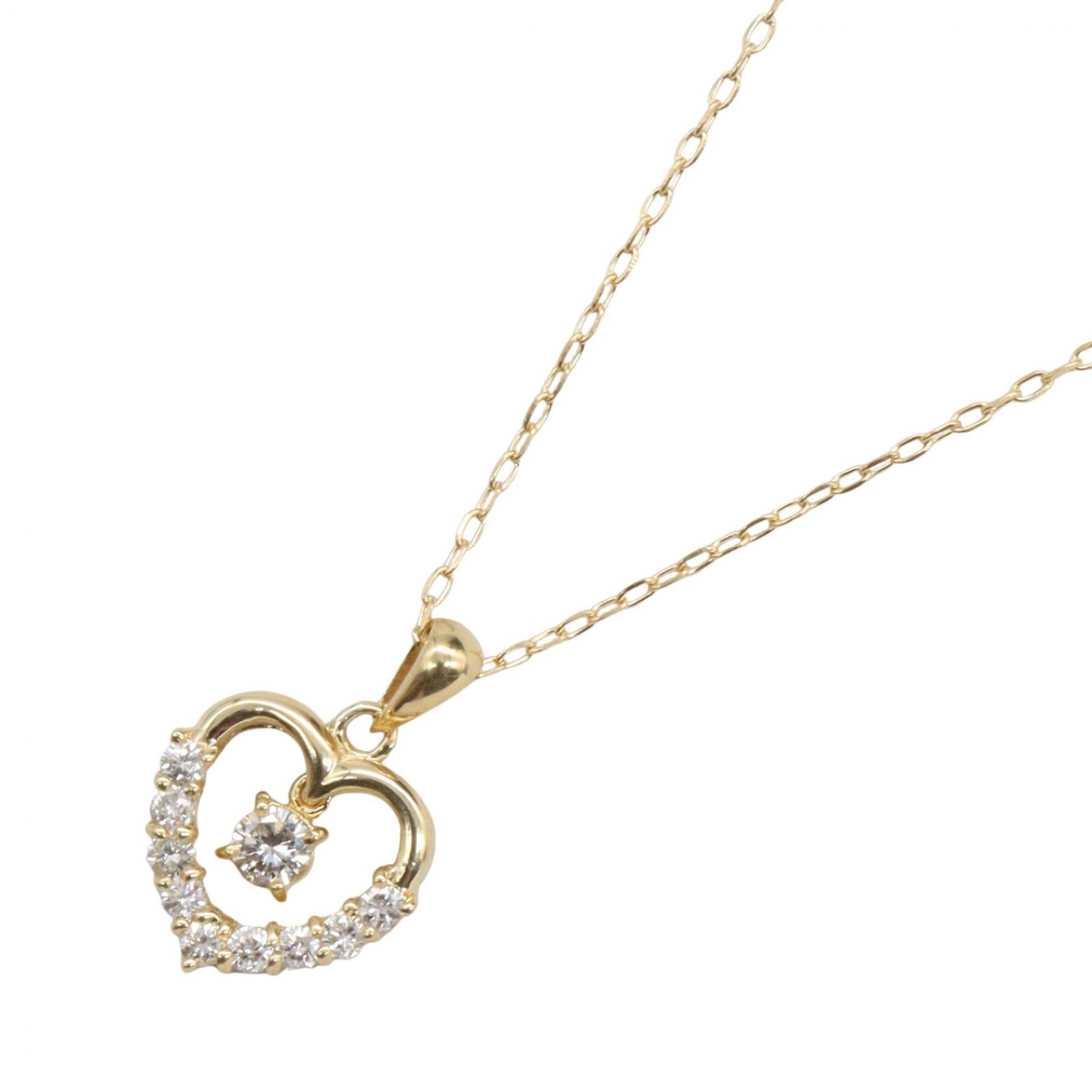 ≪5%OFFクーポン＆まとめ買い10% ～7/26 9:59〆≫ジュエリー JEWELRY ダイヤネックレス ネックレス ジュエリー K18（イエローゴールド） ダイヤモンド レディース ゴールド系 / クリア系 ﾀﾞｲﾔ 2.9g 【中古】｜BRANDOFF TOKYO
