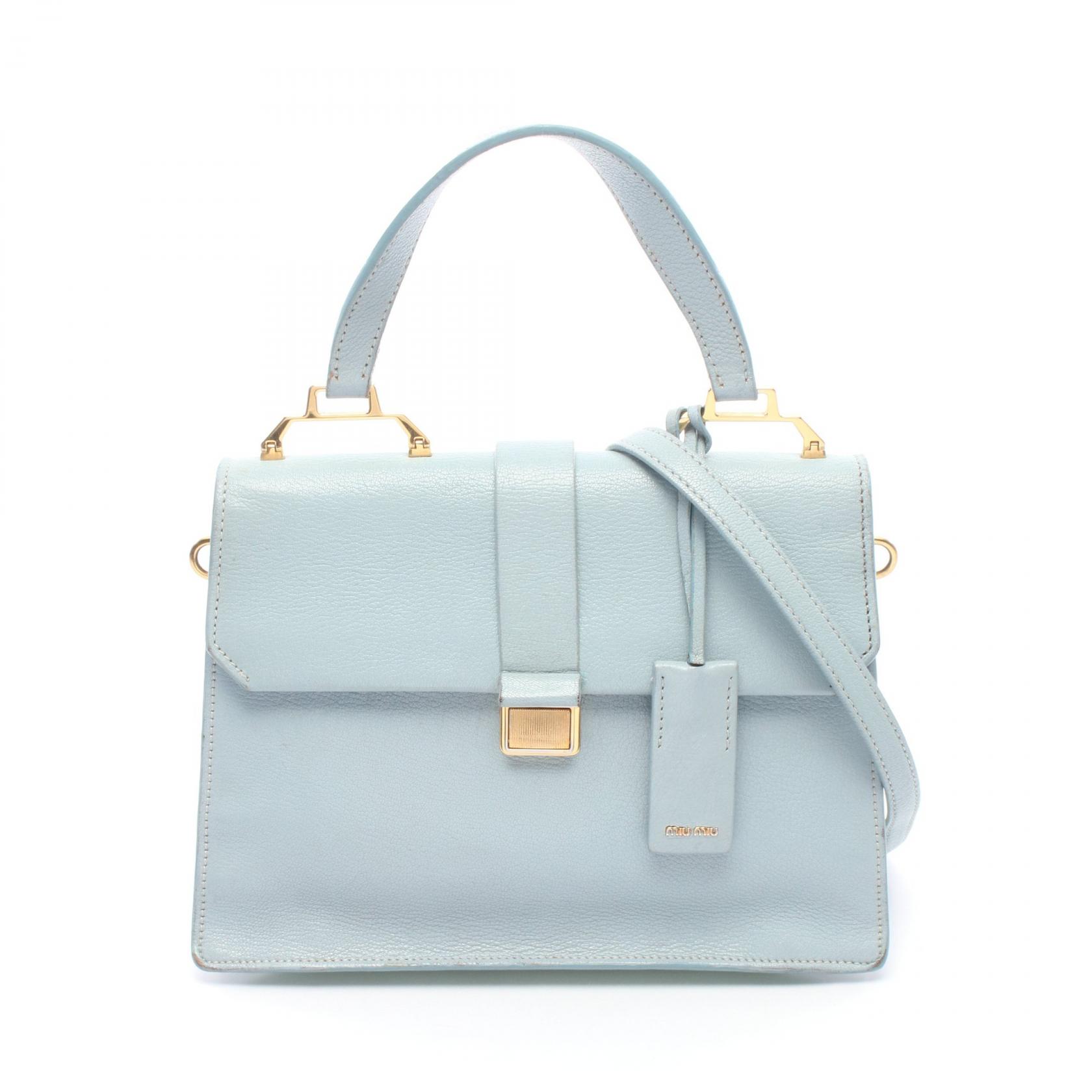 ミュウ ミュウ Miu Miu MADRAS マドラス 2WAY ハンドバッグ バッグ レザー レディース ブルー系 / グリーン系 / ピンク系 【中古】｜BRANDOFF TOKYO