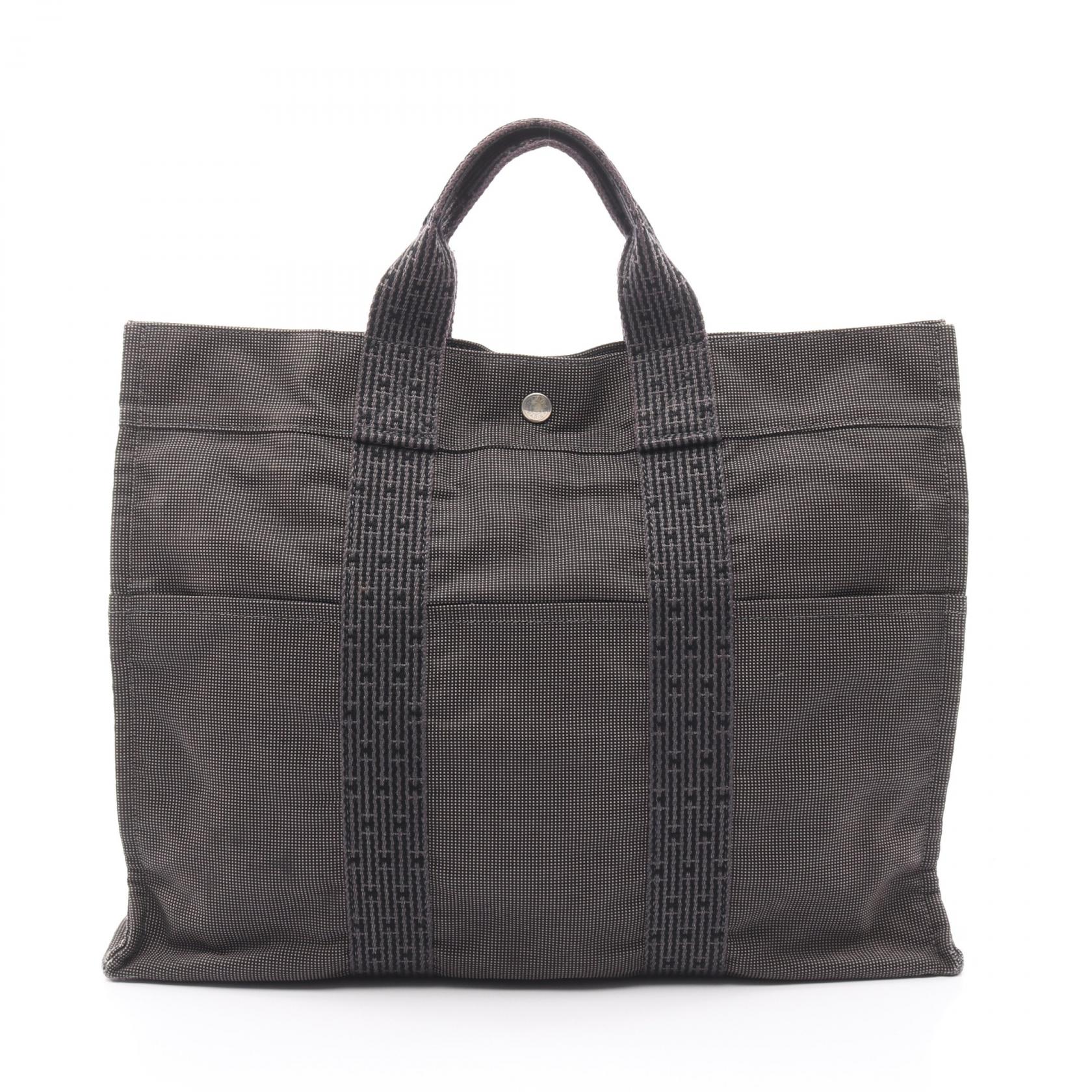 ≪5%OFFクーポン&まとめ買い10% ~7/26 9:59〆≫エルメス HERMES エールラインMM トートバッグ バッグ ナイロンキャンバス メンズ レディース グレー系 【中古】|BRANDOFF TOKYO