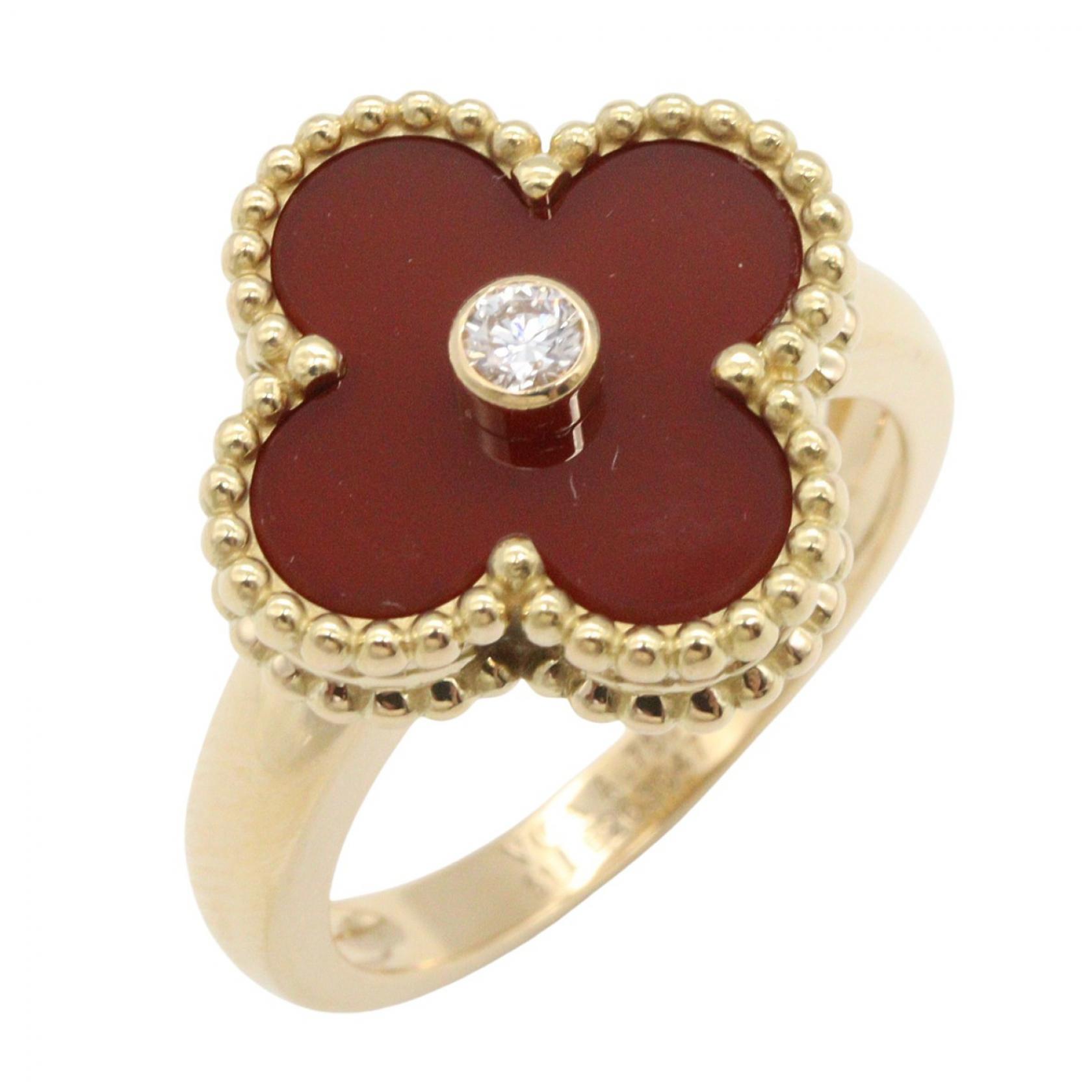 ≪5%OFFクーポン&まとめ買い10% ~7/26 9:59〆≫ヴァンクリーフ&アーペル Van Cleef & Arpels ヴィンテージアルハンブラ 1PD リング リング・指輪 ジュエリー K18(イエローゴールド) ダイヤモンド カーネリアン レディース ゴールド系 / レッド系 / クリア系 【中古】|BRANDOFF TOKYO