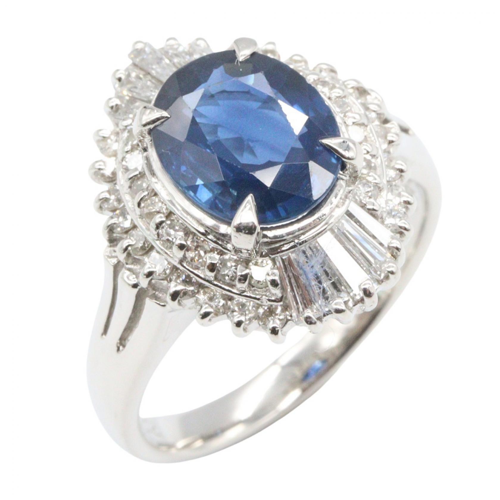 ≪5%OFFクーポン&まとめ買い10% ~7/26 9:59〆≫ジュエリー JEWELRY サファイア ダイヤモンド リング リング・指輪 ジュエリー Pt900プラチナ ダイヤモンド サファイア レディース シルバー系 / ブルー系 / クリア系 サファイア 8.4g 【中古】|BRANDOFF TOKYO