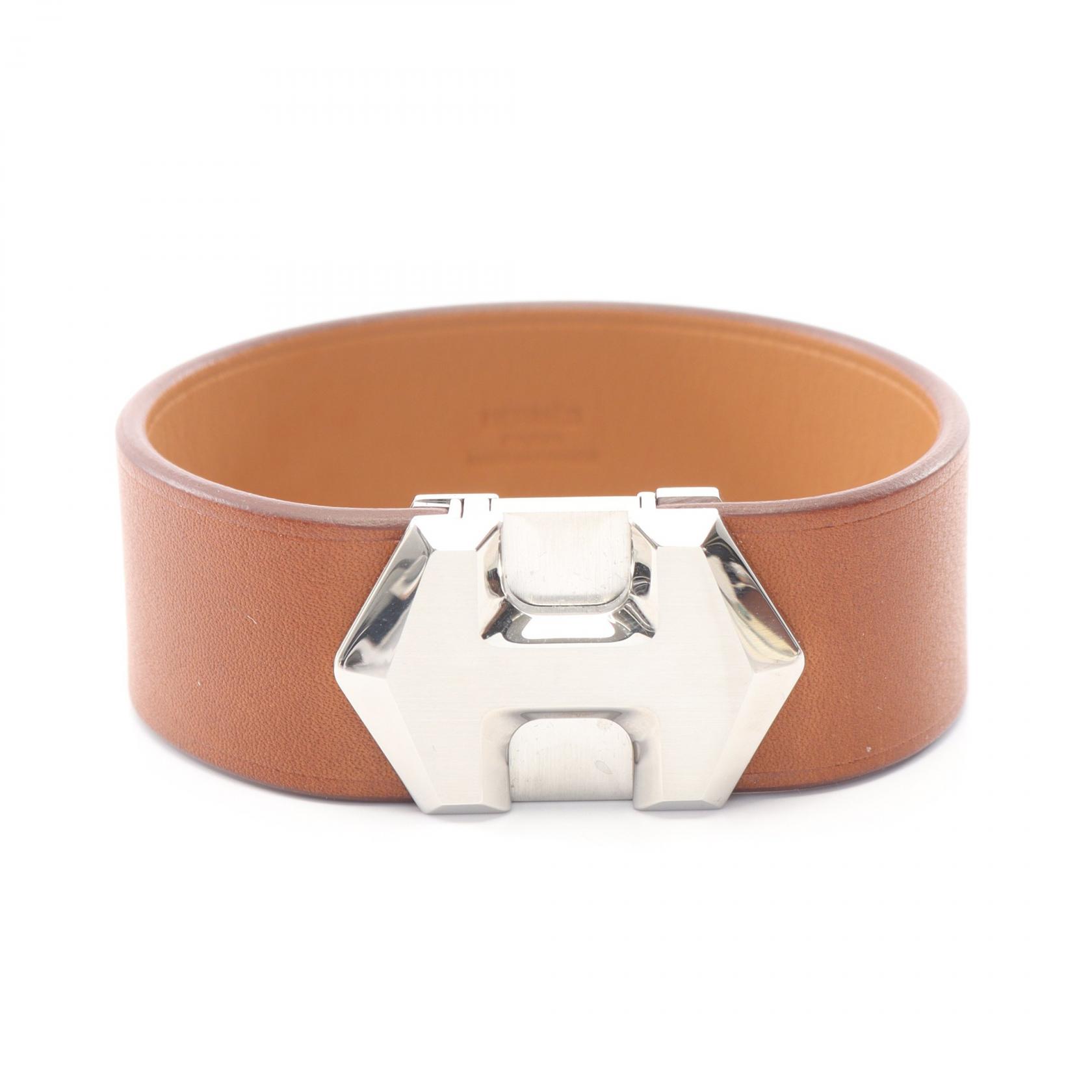 ≪5%OFFクーポン&まとめ買い10% ~7/26 9:59〆≫エルメス HERMES スーパーH バングル アクセサリー ステンレススチール レザー レディース シルバー系 / ブラウン系 【中古】|BRANDOFF TOKYO