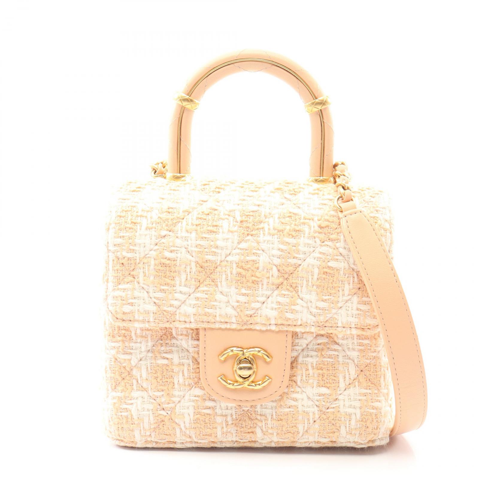 ≪5%OFFクーポン＆まとめ買い10% ～7/26 9:59〆≫シャネル CHANEL マトラッセ トップハンドル 2WAY ショルダーバッグ バッグ ファブリック レザー レディース ピンク系 / ホワイト系 AS4035 【中古】｜BRANDOFF TOKYO 310,500円